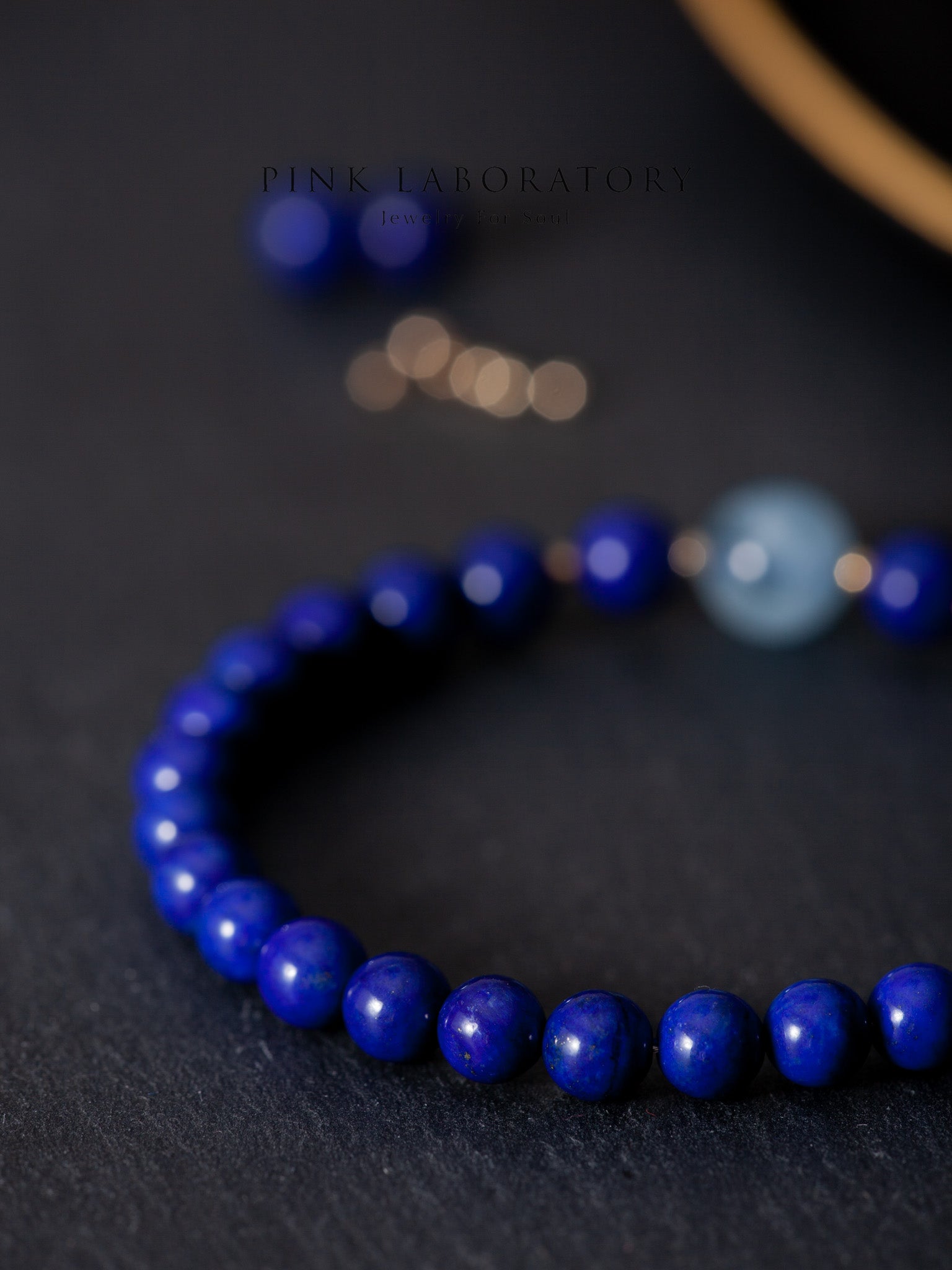 5A級天然青金石海藍寶手鍊 | 14K包金