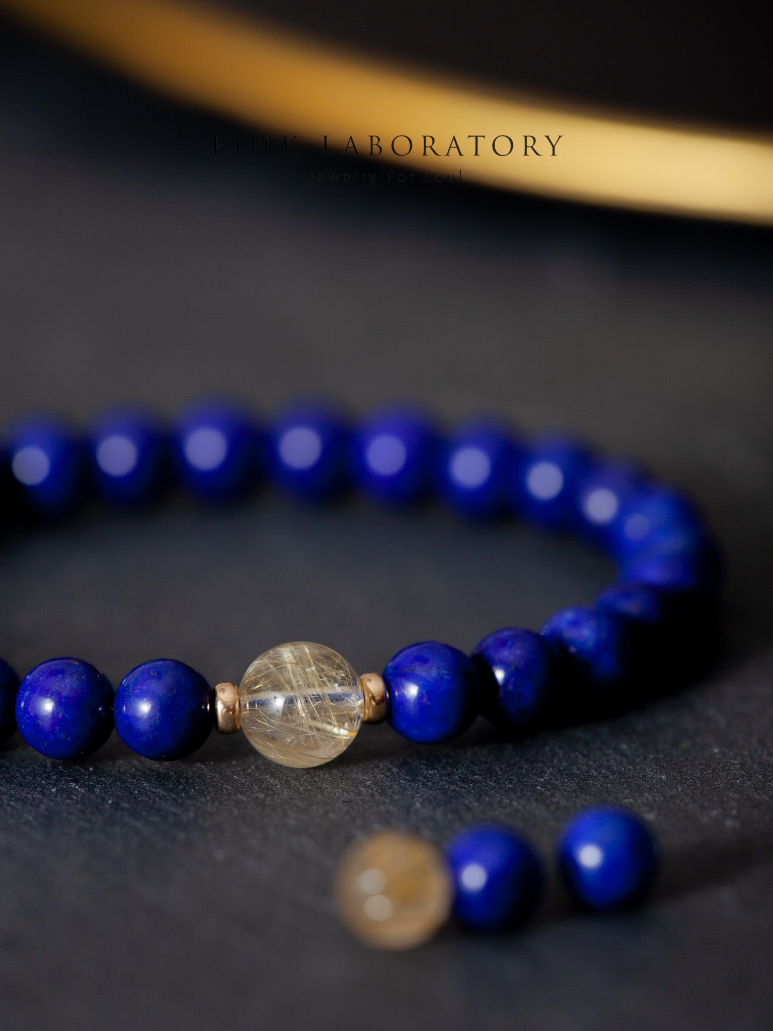 群青山谷 | 青金石金髮晶手鍊