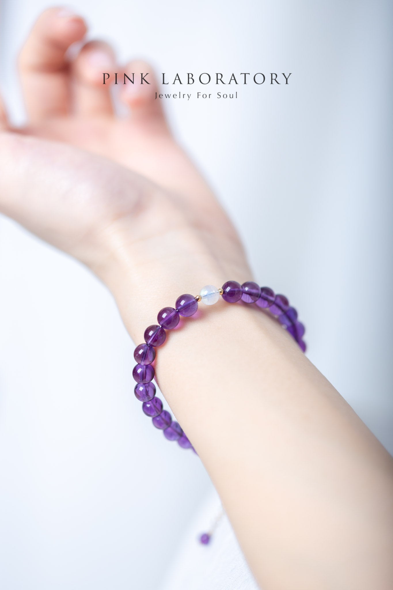 紫水晶月光石14k包金手鍊