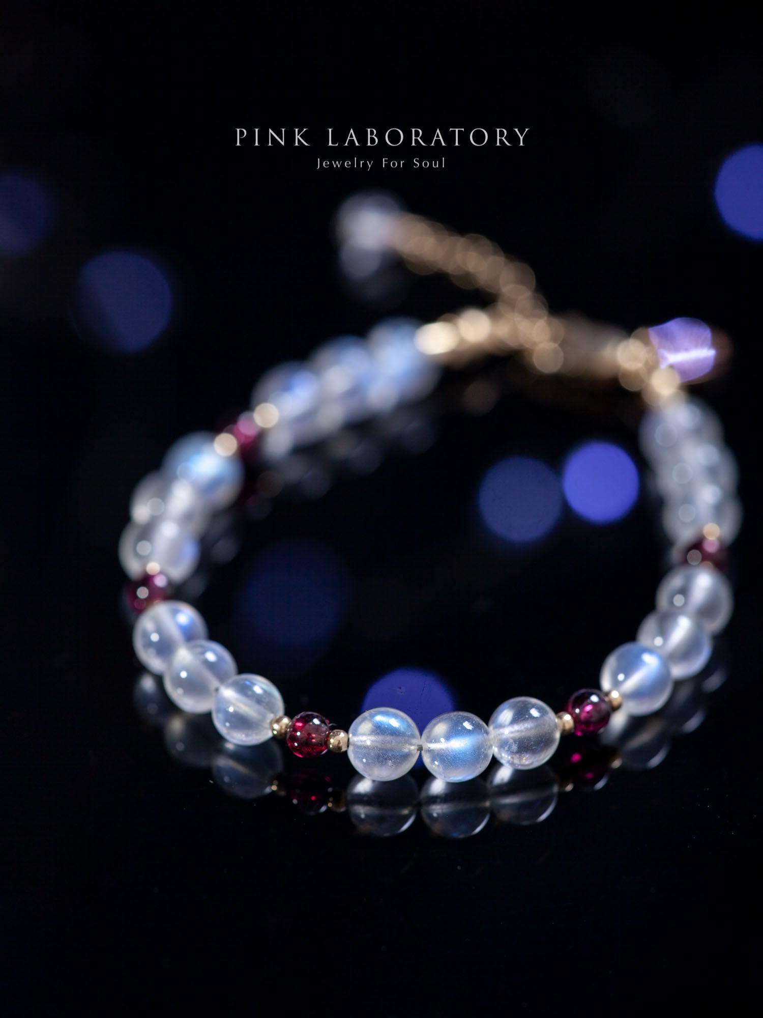 奶油月光石石榴石手鍊