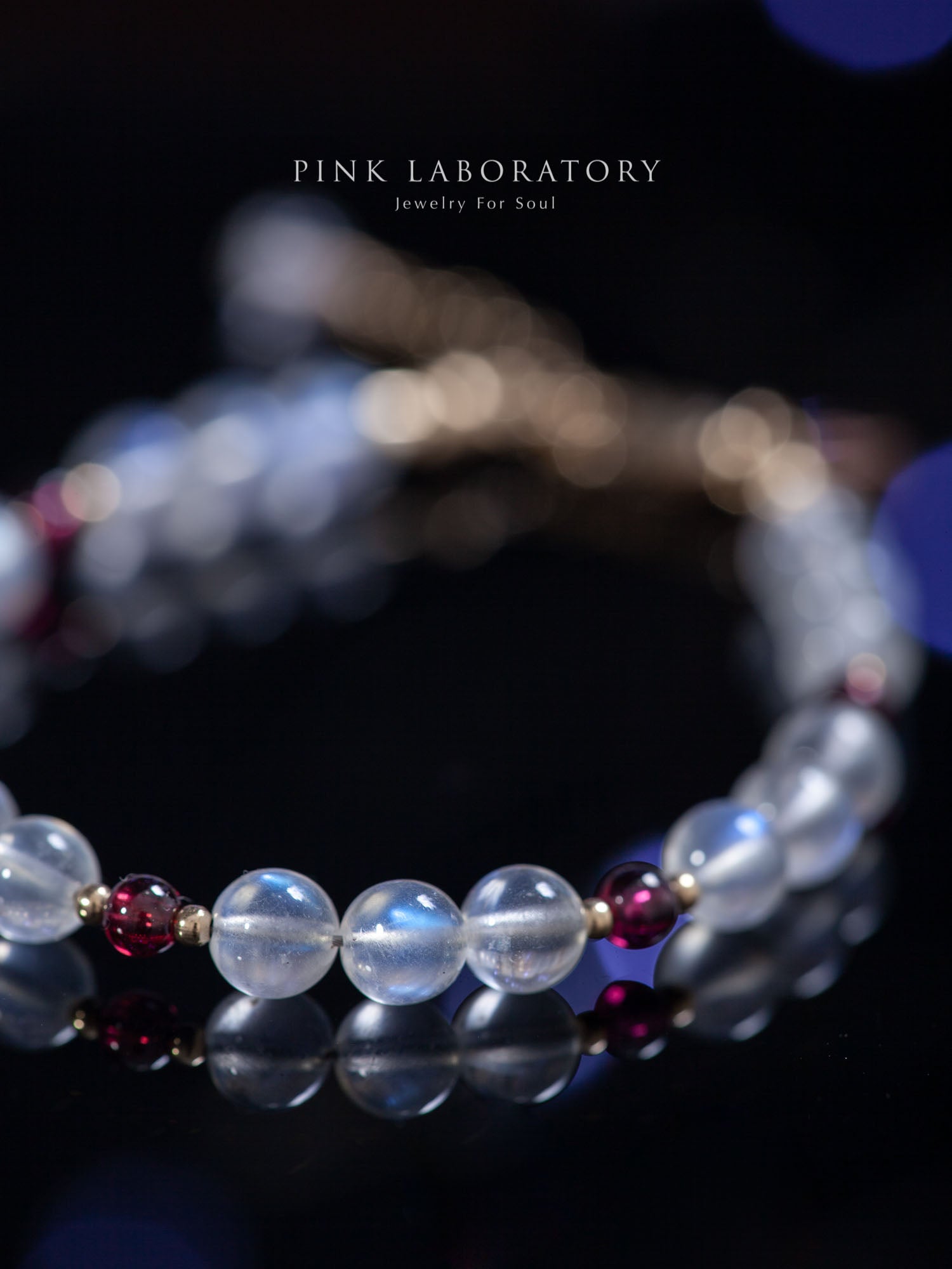 奶油月光石石榴石手鍊