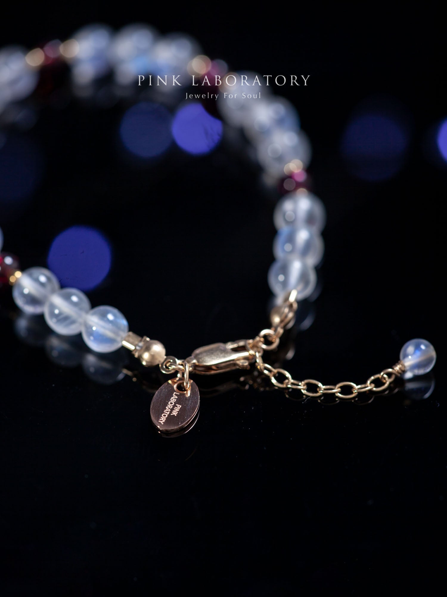 奶油月光石石榴石手鍊