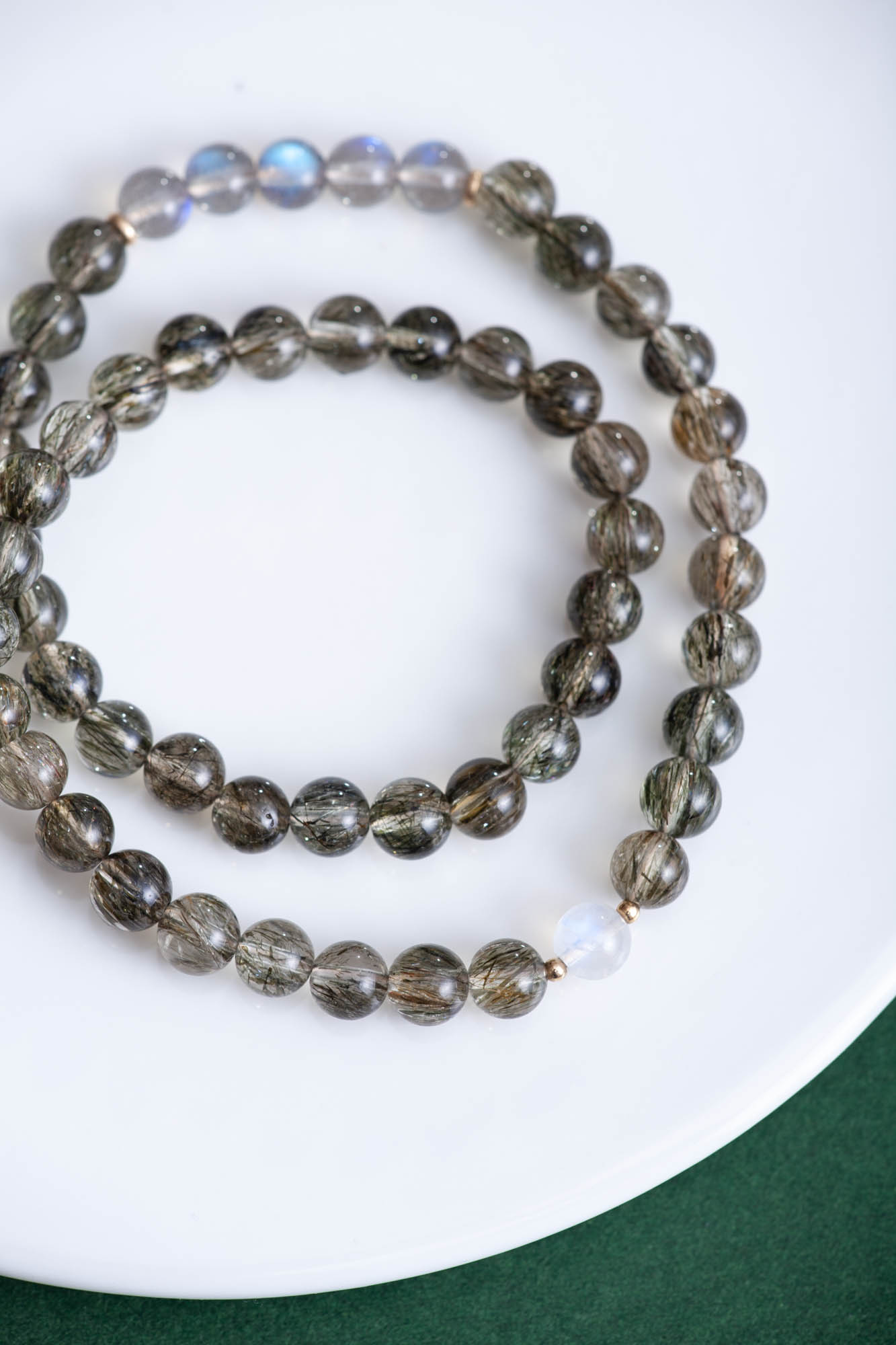 綠碧髮晶 拉長石手鍊