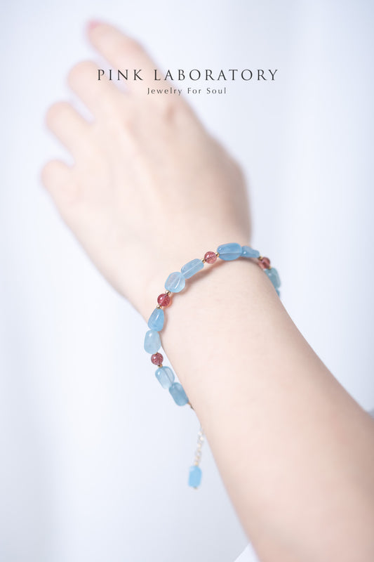 海藍寶草莓晶手鍊