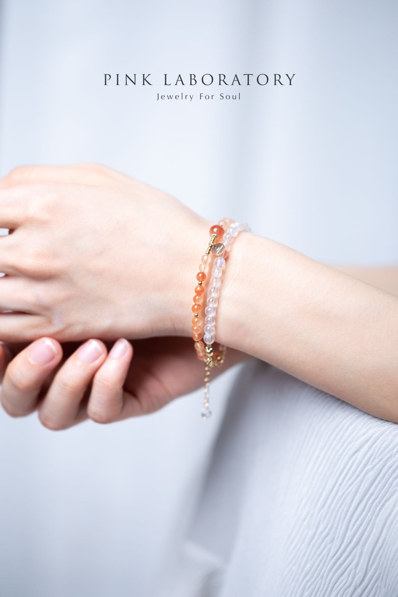 聚寶盆紅兔毛紅髮晶月亮石14KGF手鍊