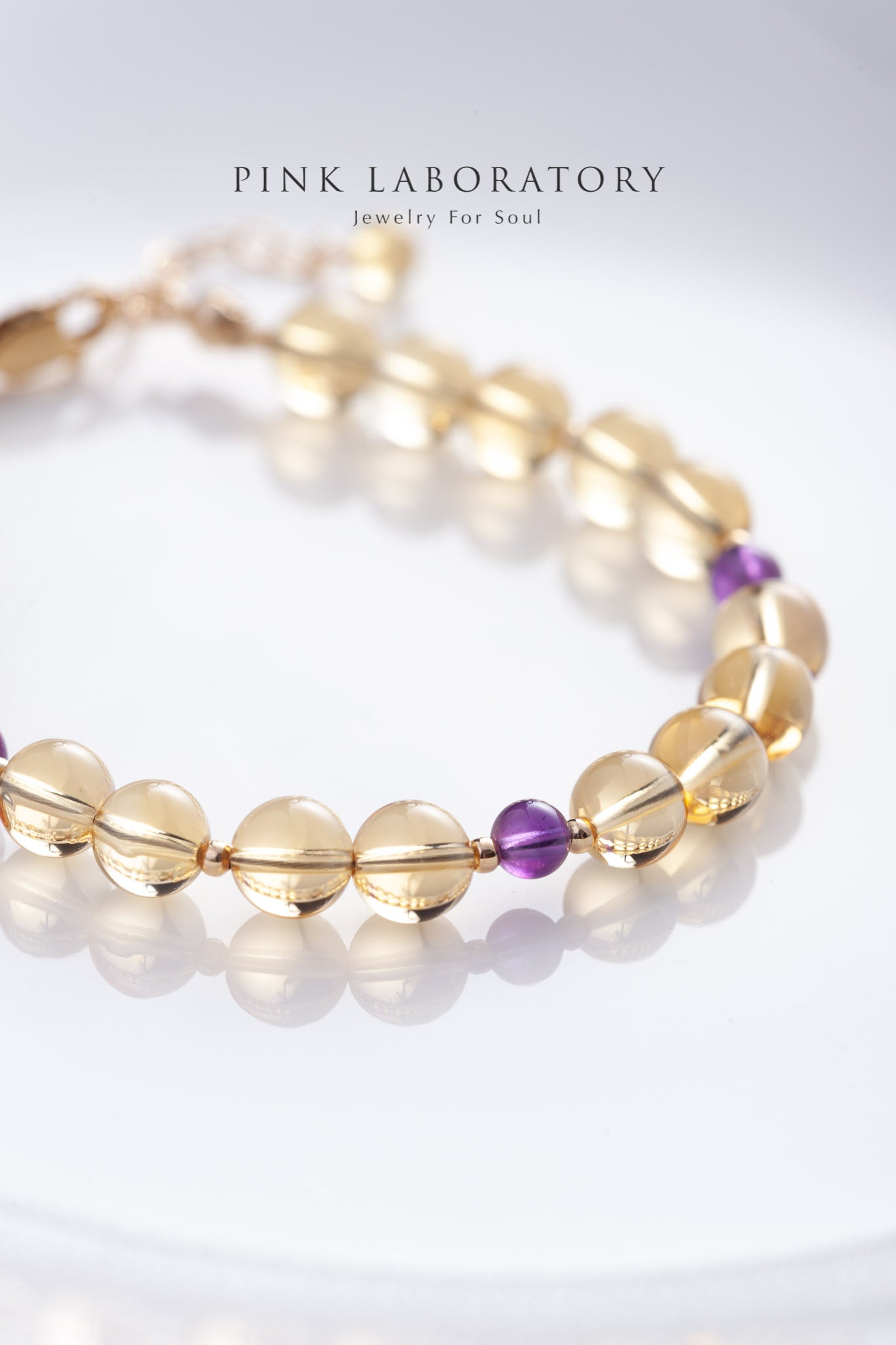 黃水晶紫水晶14KGF手鍊