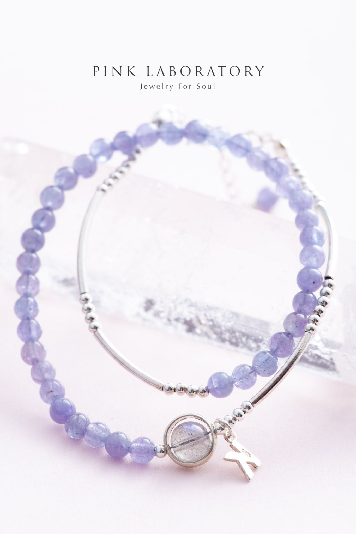 坦桑石拉長石925純銀兩圈手鍊