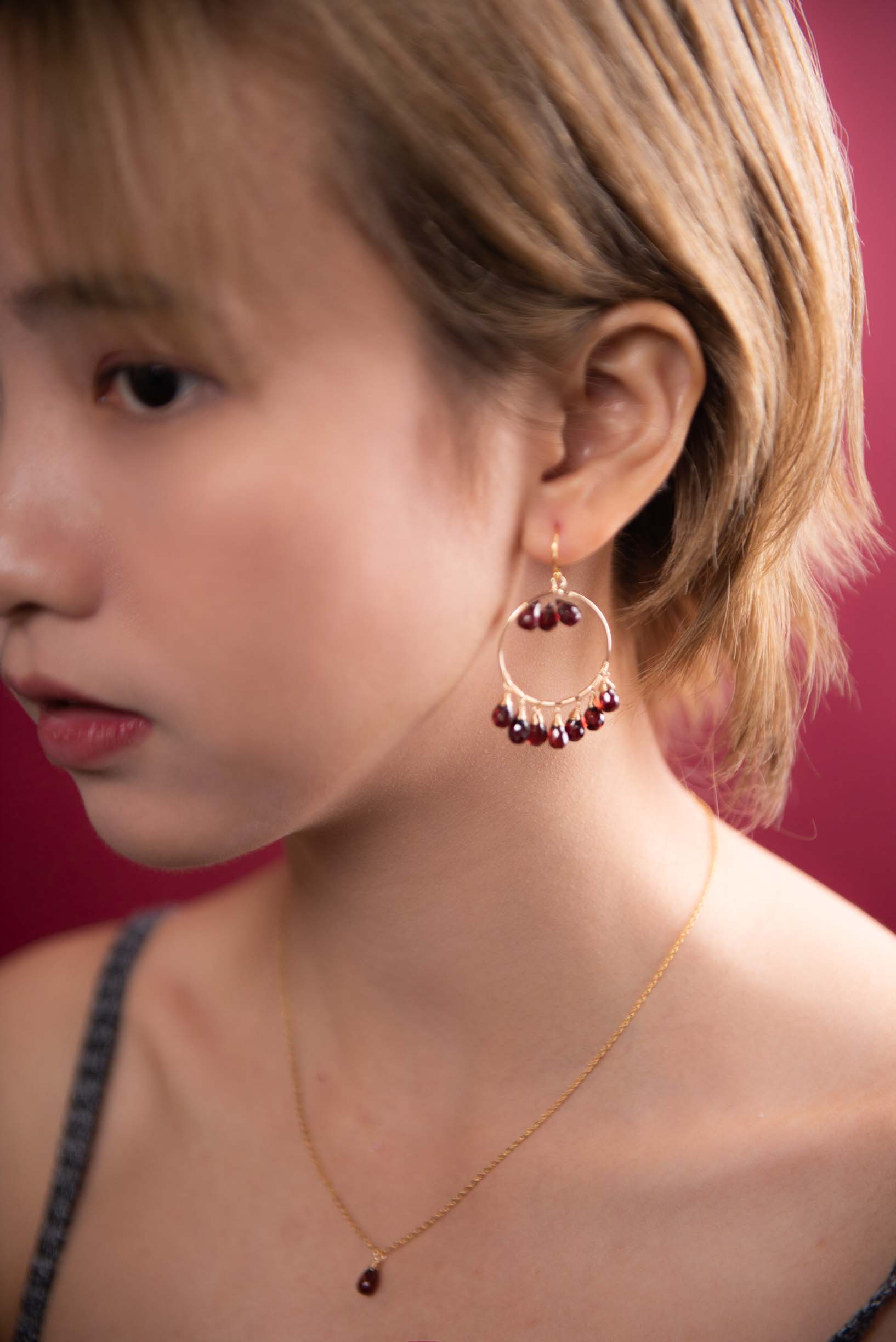 石榴石14K包金項鍊