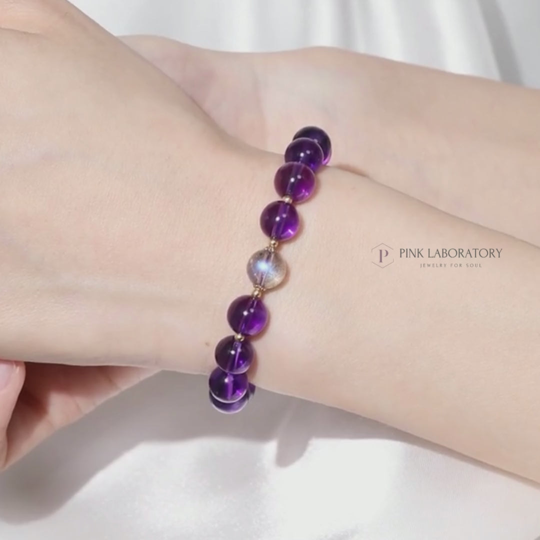 紫水晶拉長石14k包金手鍊