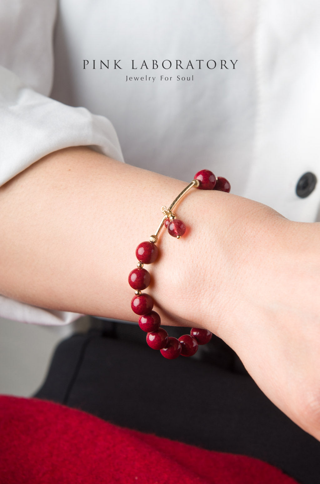 紫金砂硃砂8mm手鏈 | 美國14K包金