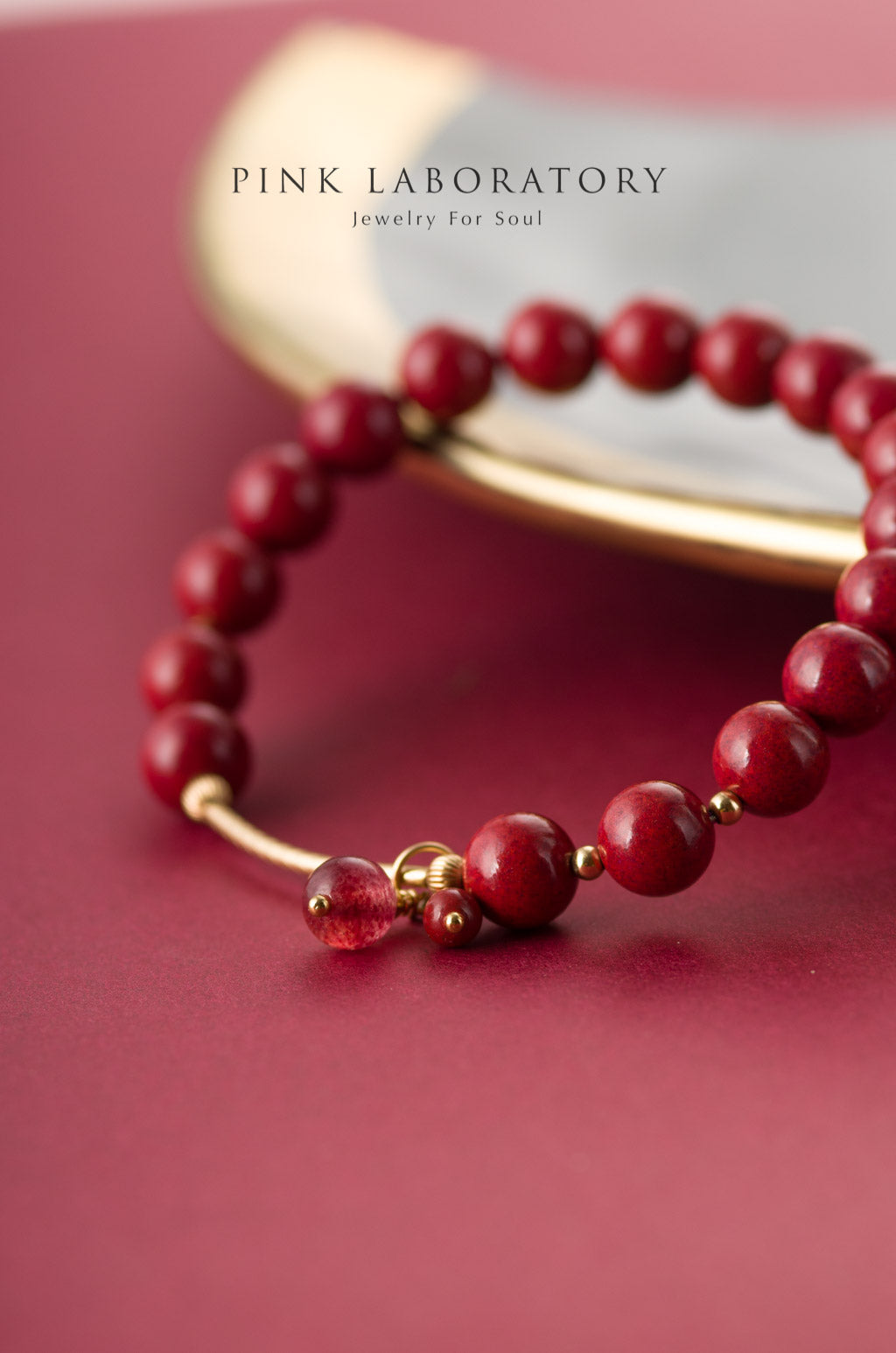 紫金砂硃砂8mm手鏈 | 美國14K包金