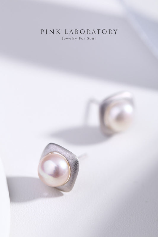 天然淡水珍珠925純銀精鍍亮澤白金耳環