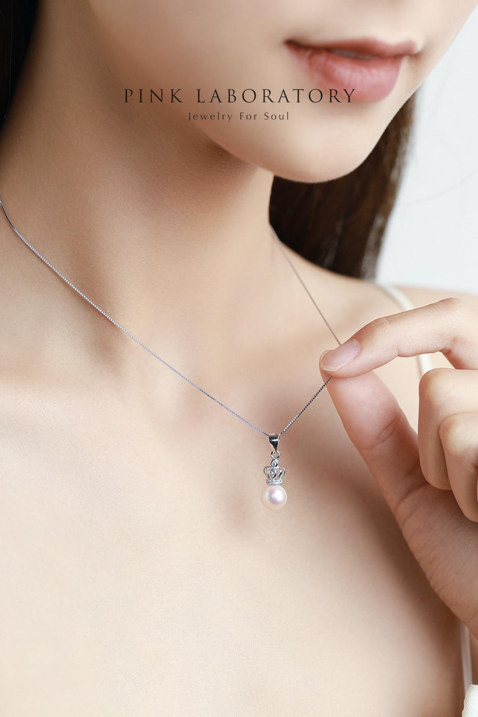 天然淡水珍珠925純銀精鍍亮澤白金項鍊