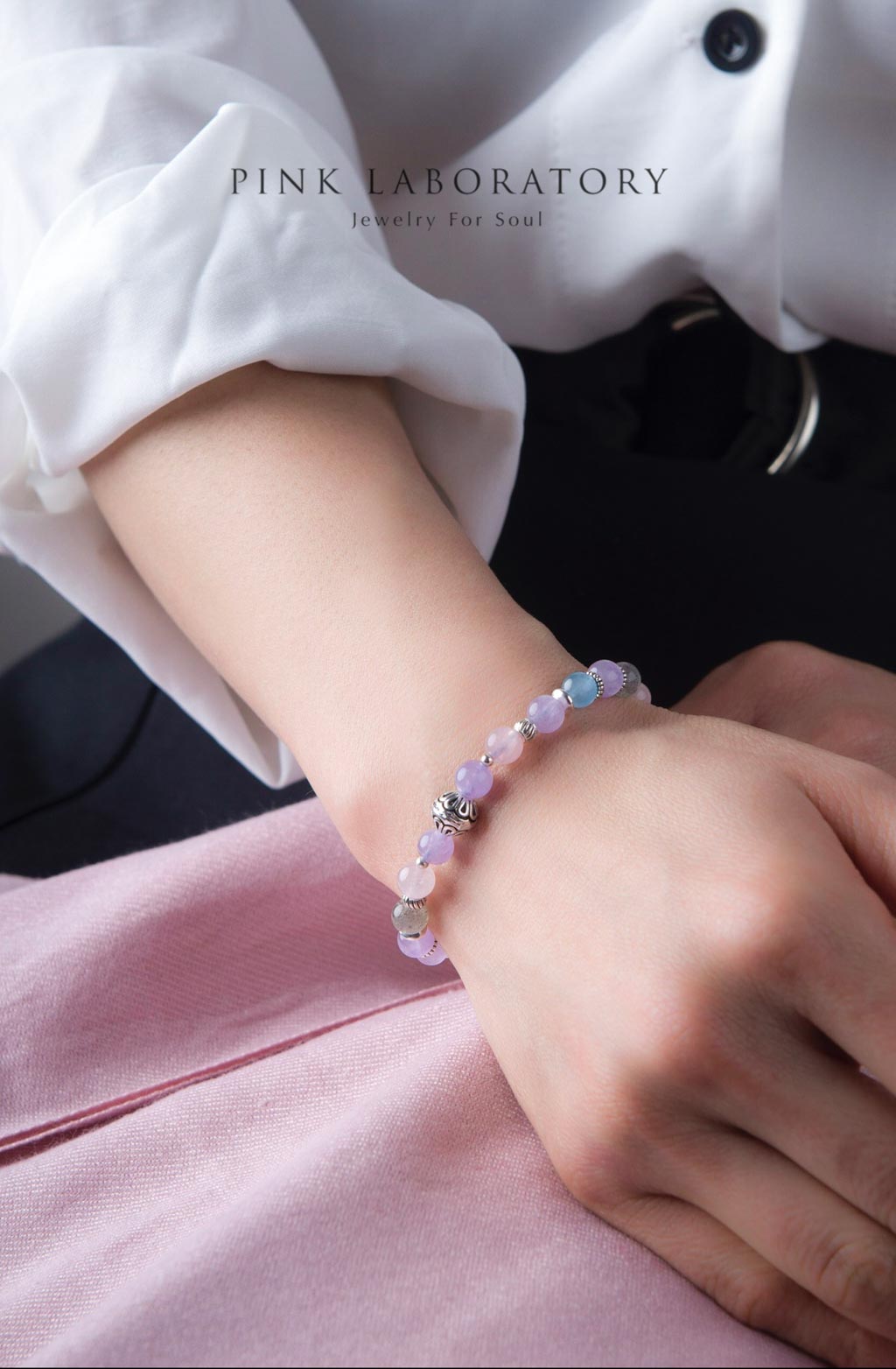 薰衣草紫水晶海藍寶925純銀手鍊