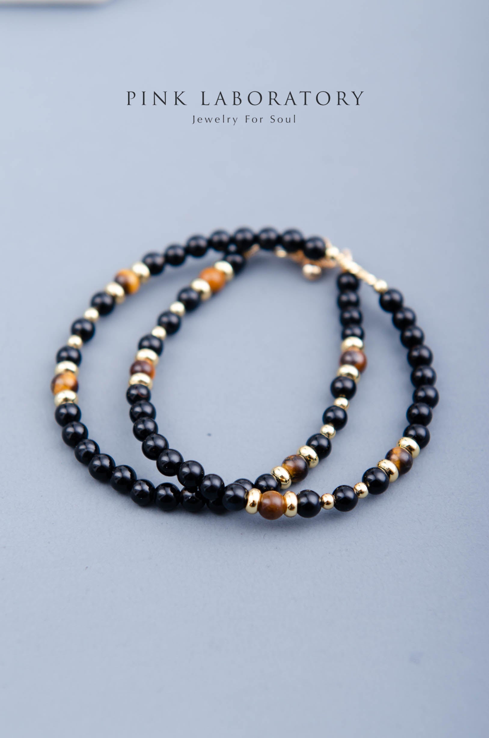 黑瑪瑙虎眼石14K鍍金手鍊