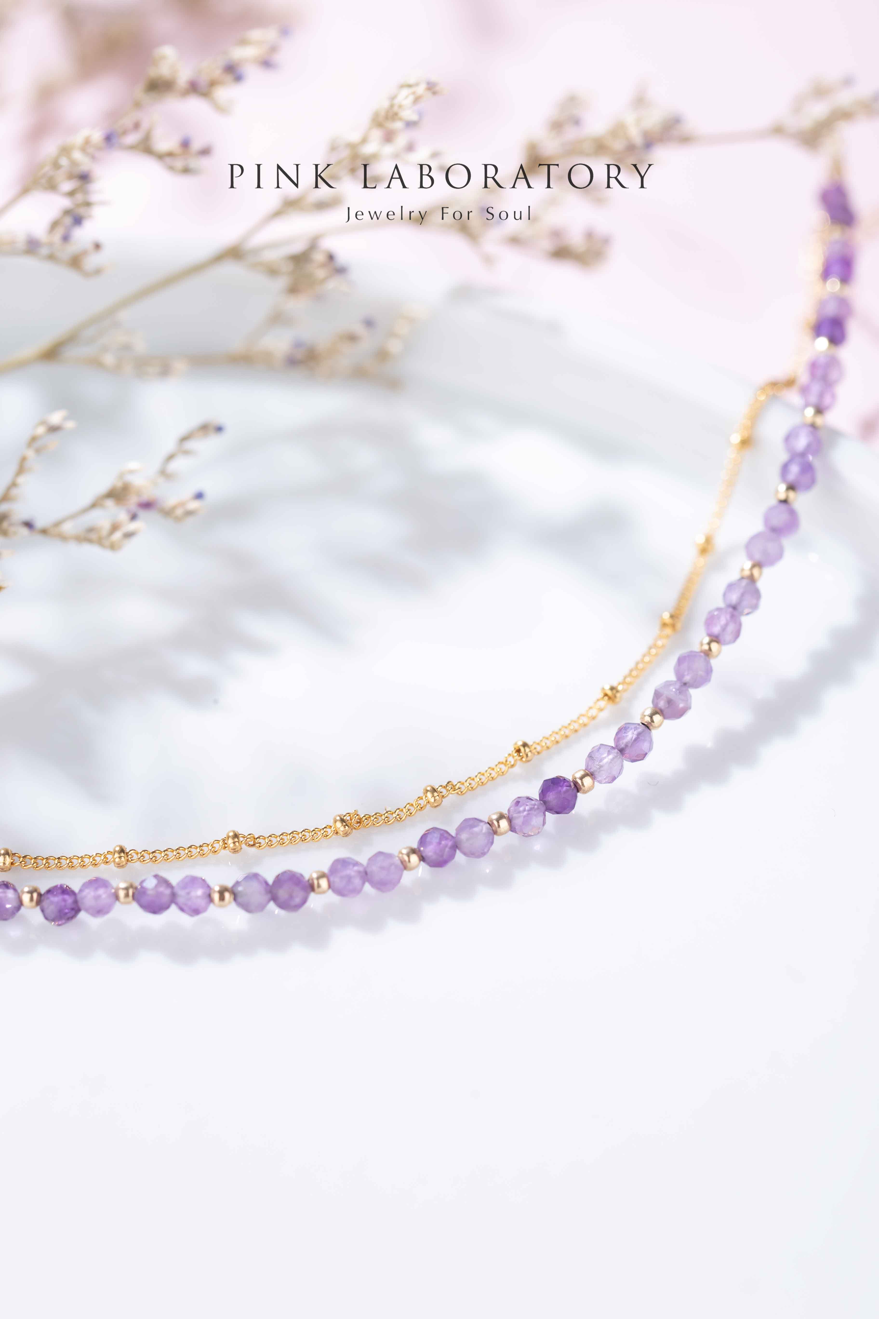 紫水晶極細14K包金手鍊|字母客製