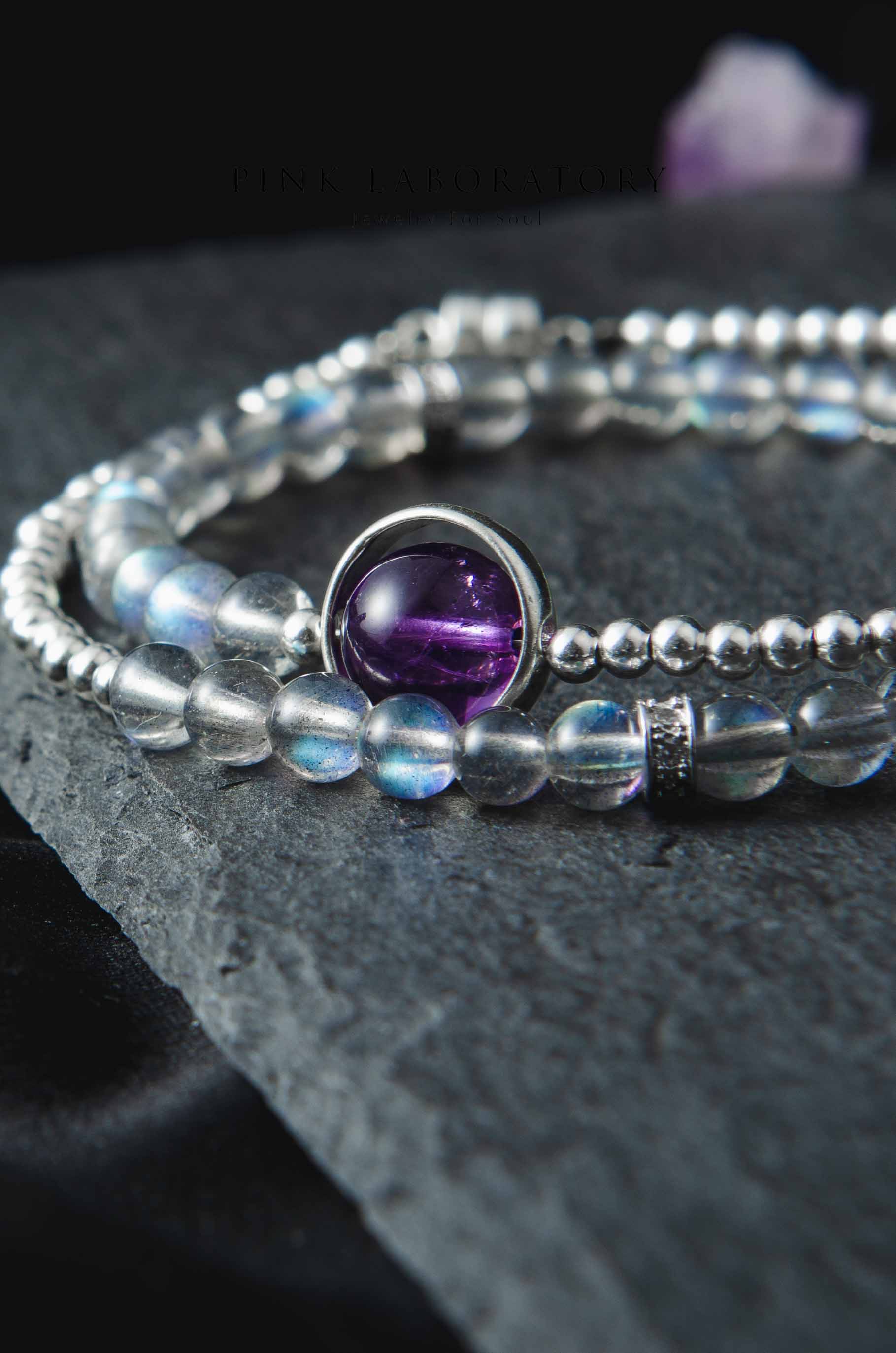 夜色 | 紫水晶拉長石雙圈手鍊