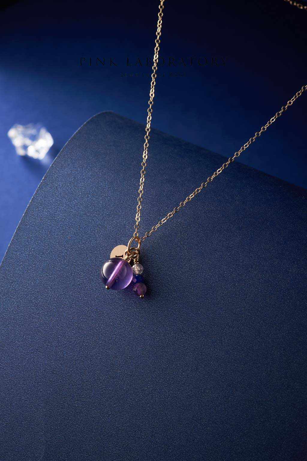 紫水晶字母項鍊吊墜 | 14K包金頸鍊 - Pink Laboratory