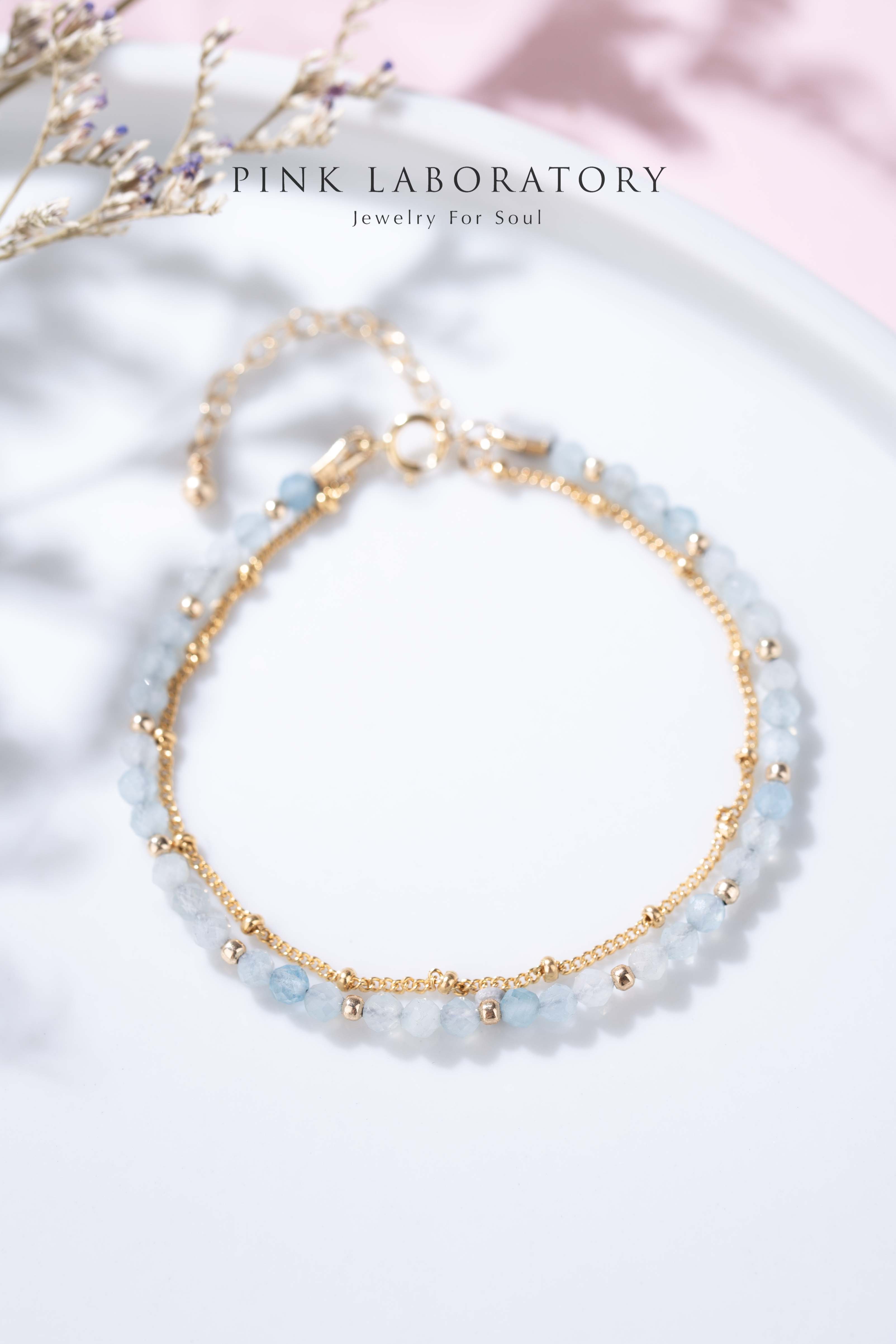 海藍寶14K包金極細手鍊|字母客製