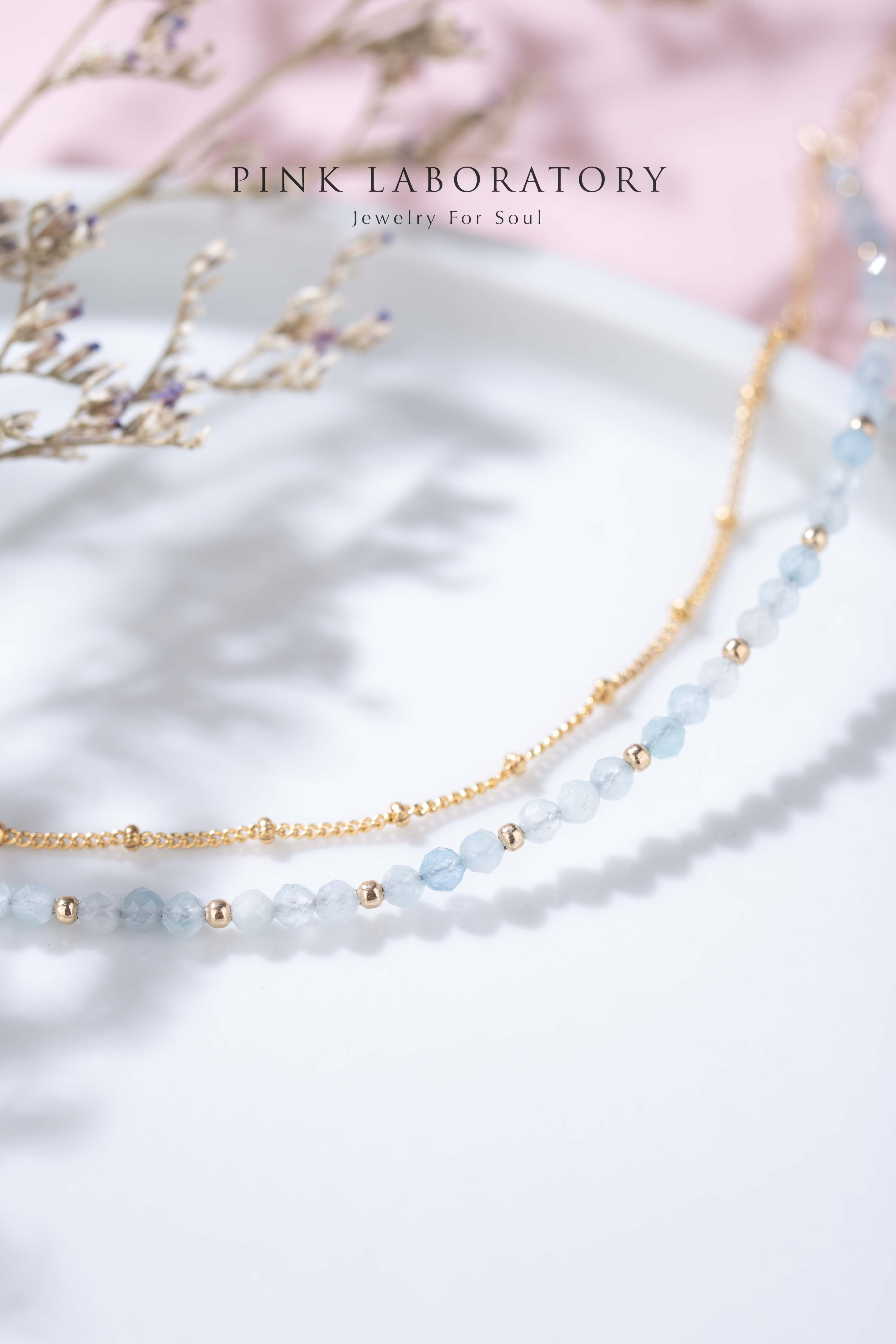 海藍寶14K包金極細手鍊|字母客製