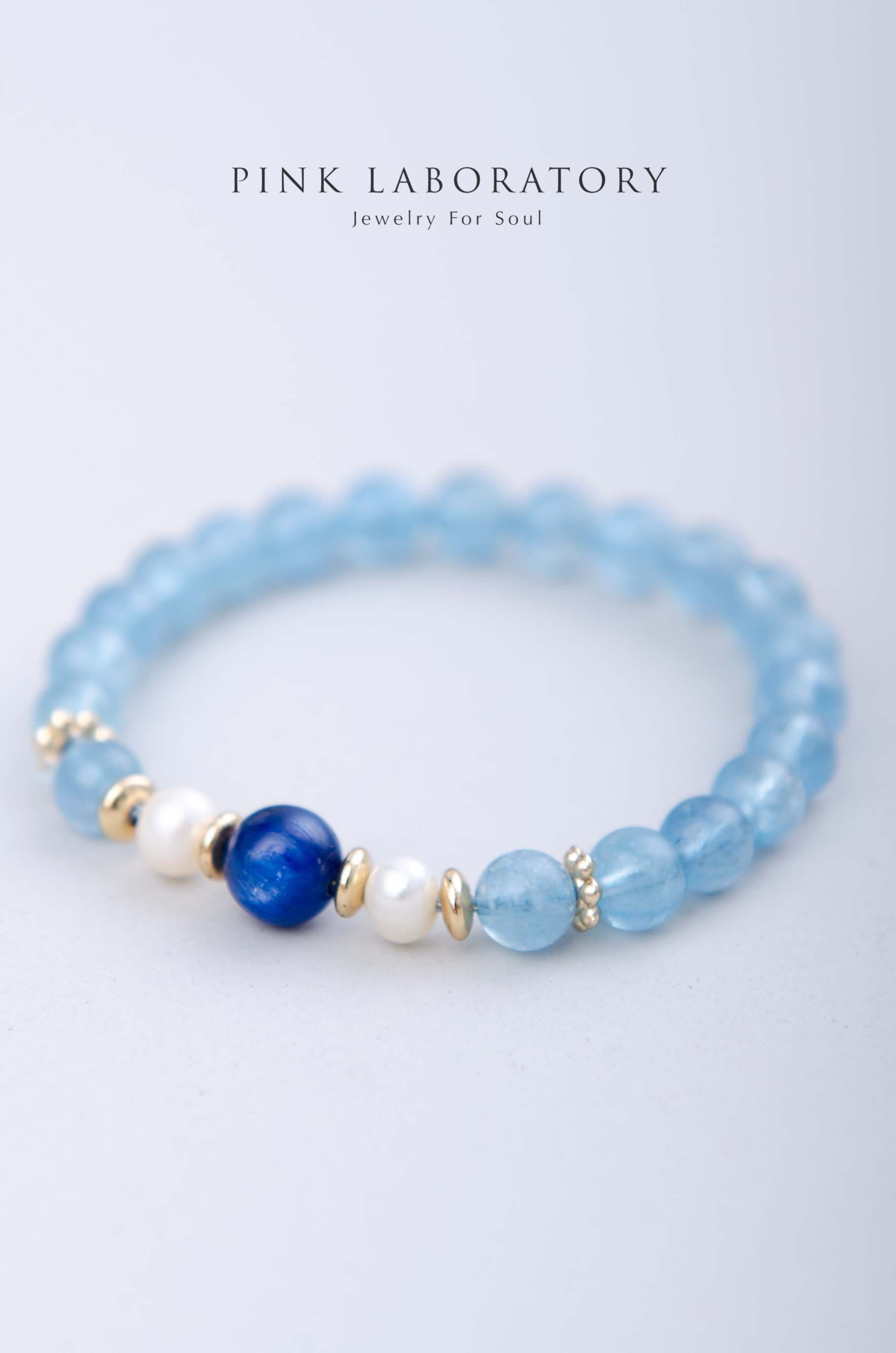 水中精靈 | 冰種海藍寶藍晶石珍珠手鍊 - Pink Laboratory