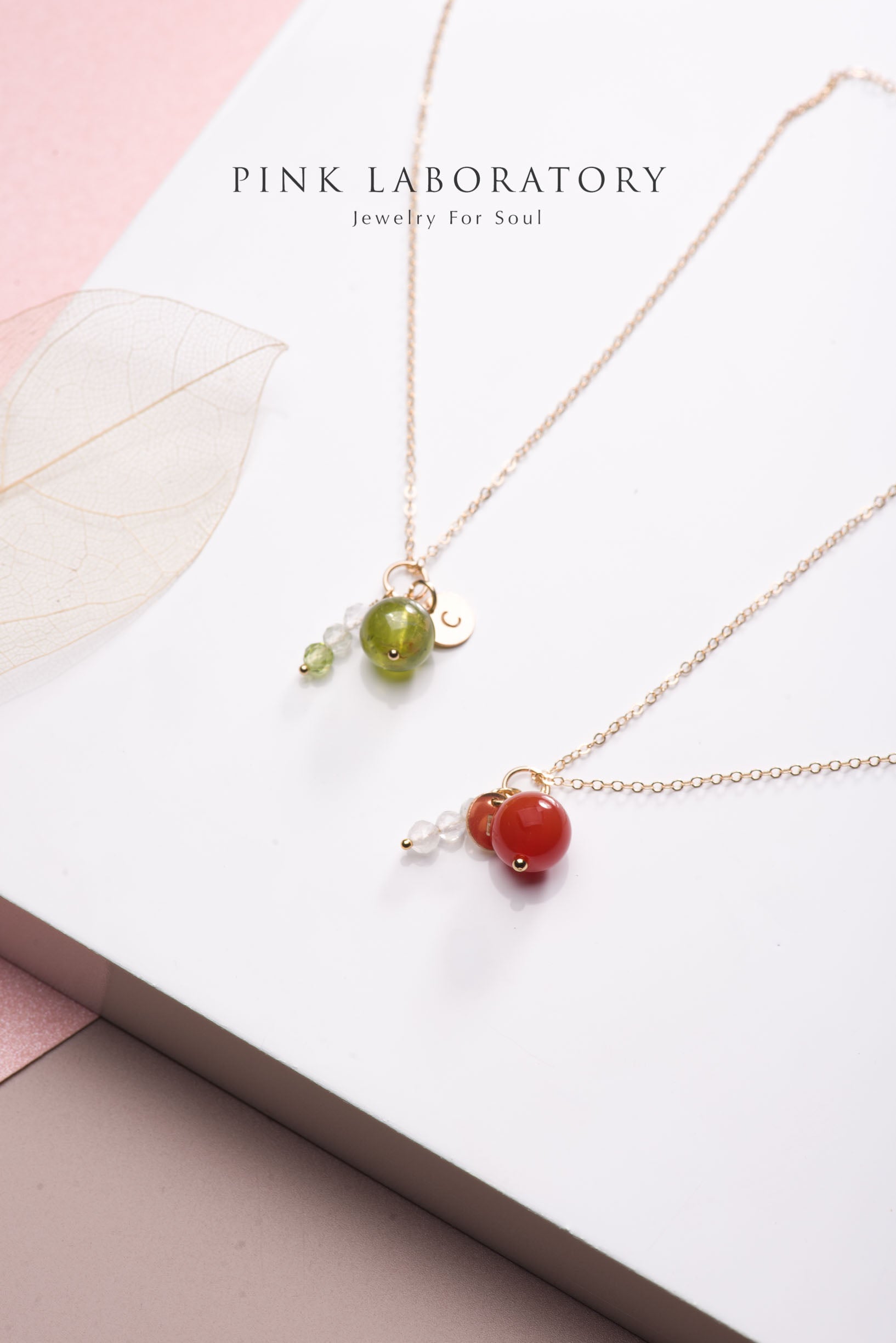 誕生石字母項鍊吊墜 | 14K包金頸鍊