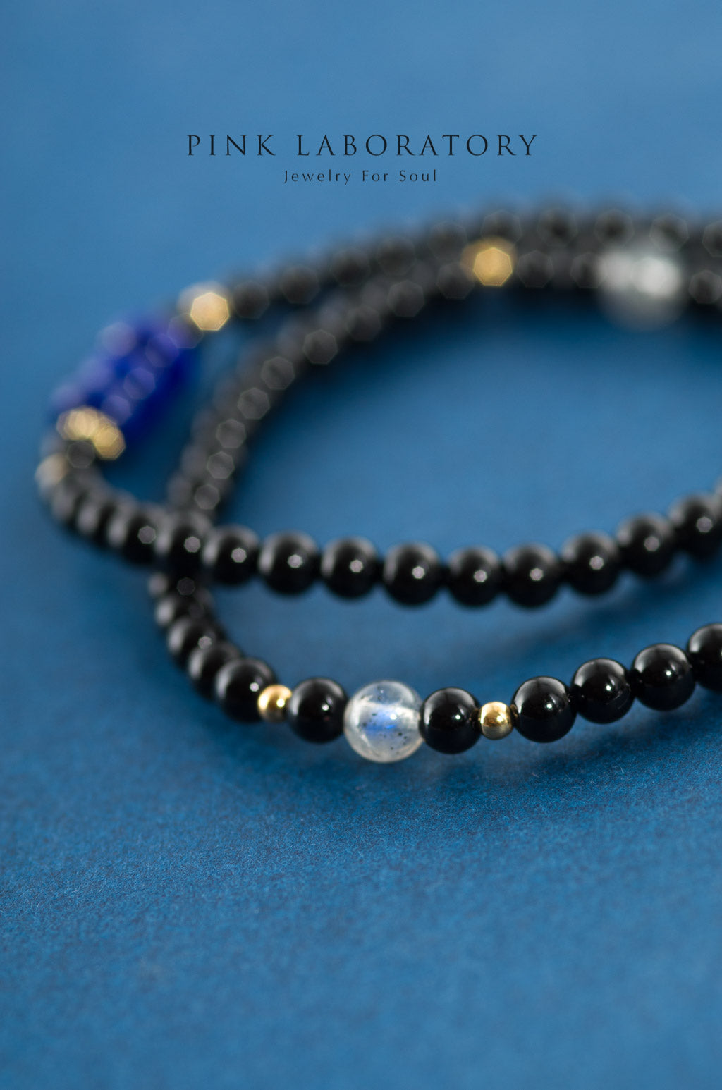 黑瑪瑙青金石兩圈手鏈 | 14K包金手鍊