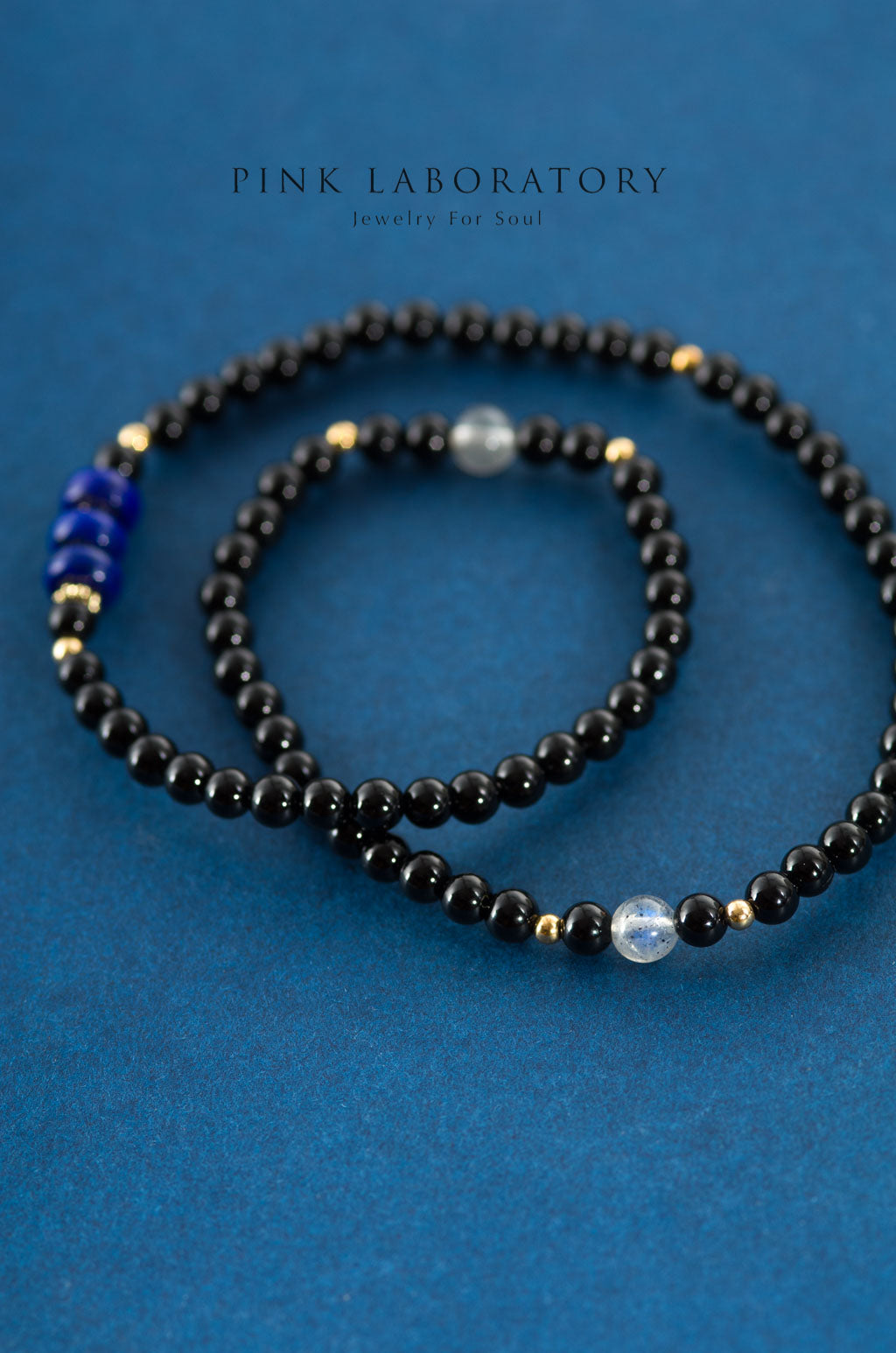 黑瑪瑙青金石兩圈手鏈 | 14K包金手鍊