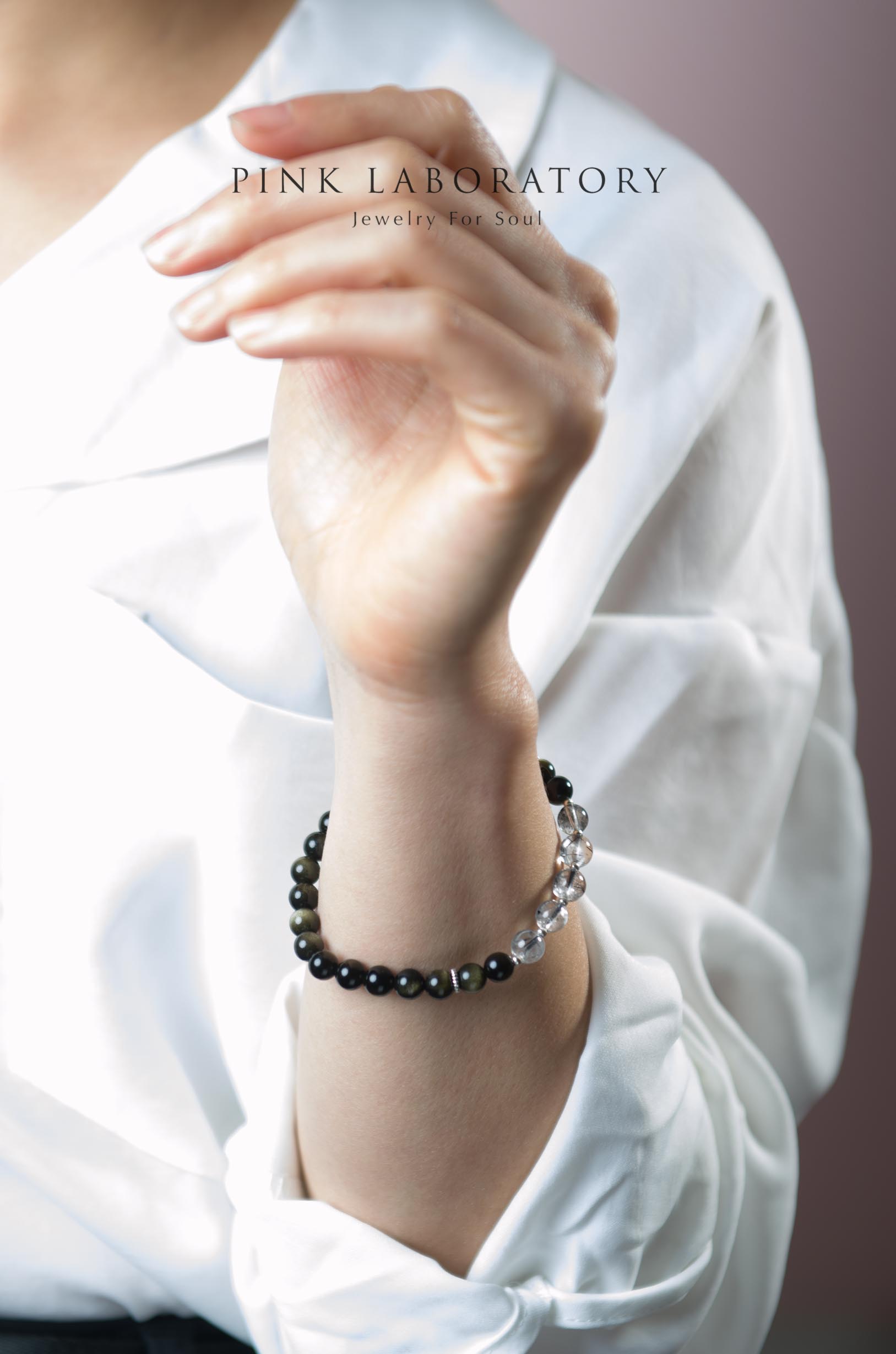 黑髮晶925純銀手鏈