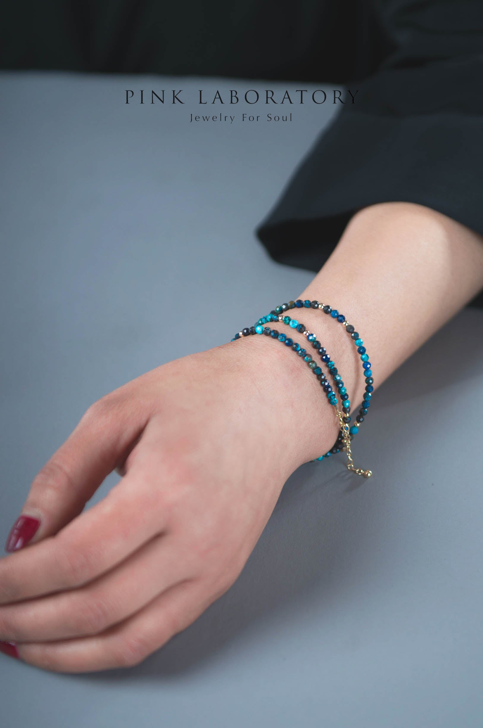 鳳凰石極細手鍊 | 三圈 | 3mm | 14K包金