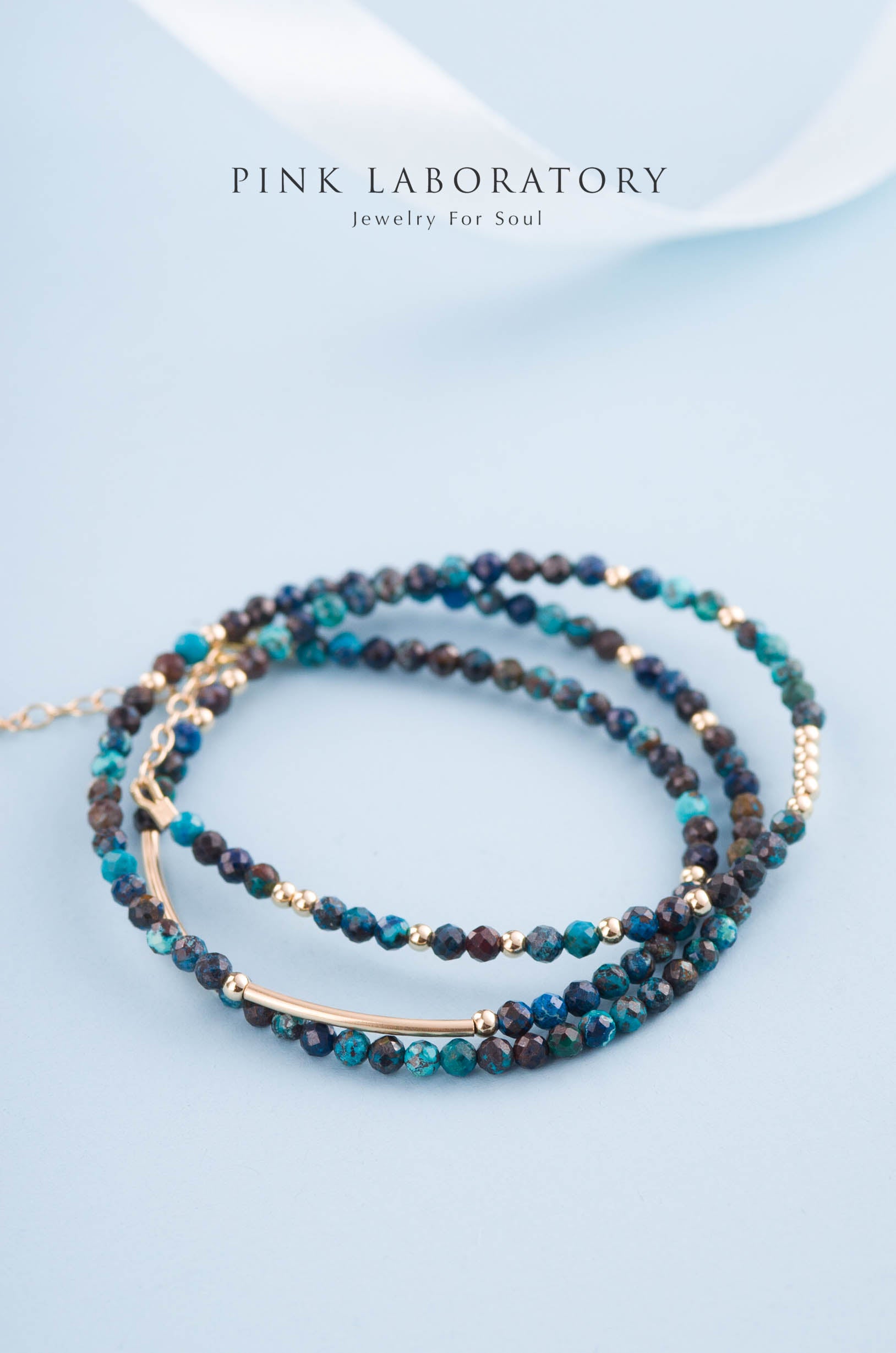 鳳凰石極細手鍊 | 三圈 | 3mm | 14K包金