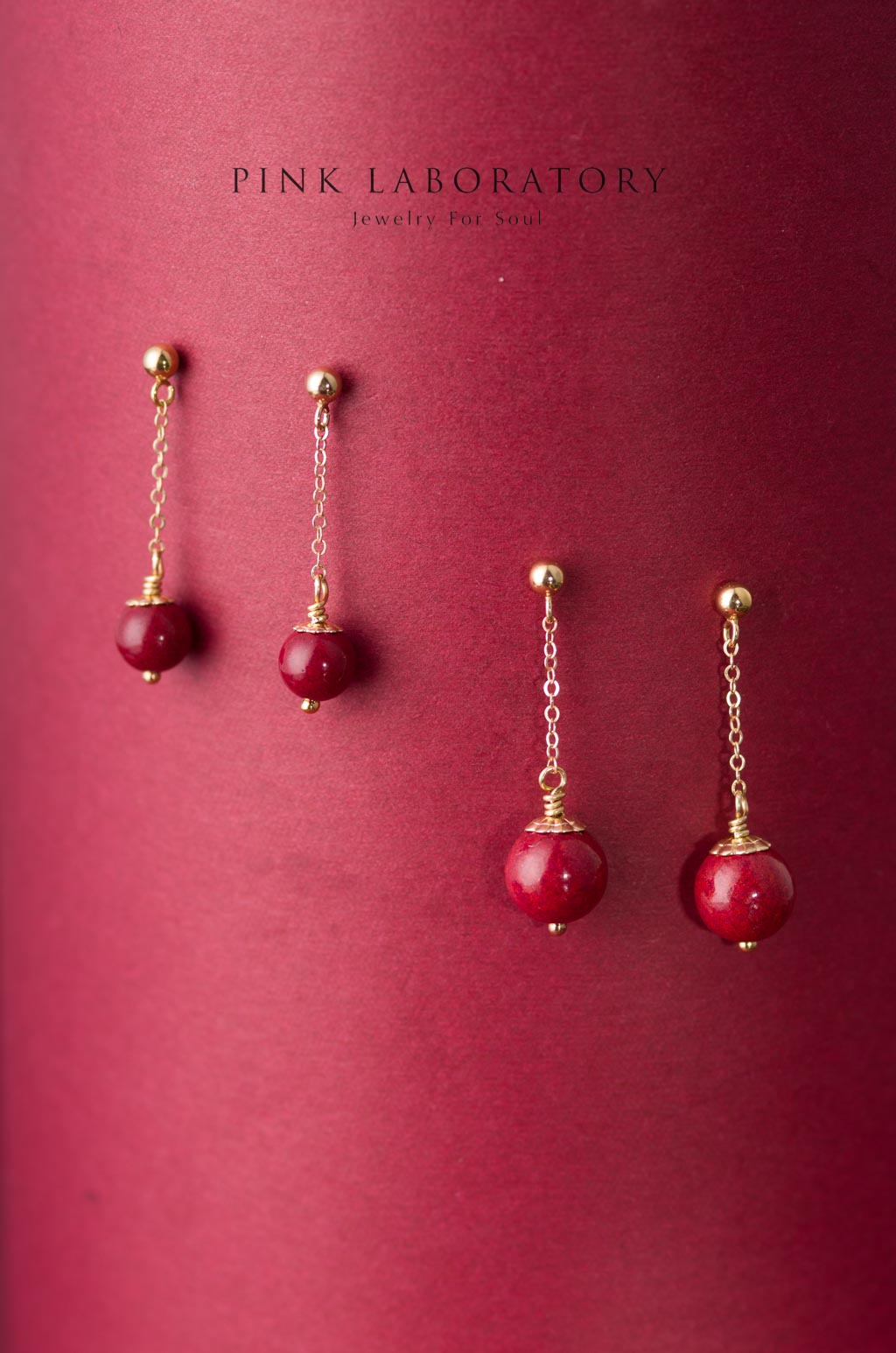 紫金砂硃砂6mm耳釘 | 14KGF耳環