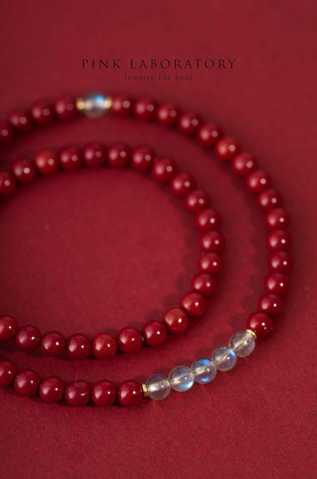 紫金砂硃砂 4mm雙圈手鏈 | 拉長石 - Pink Laboratory