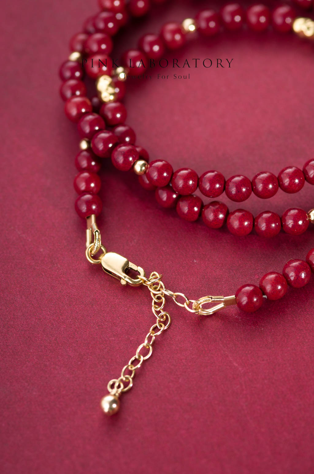 硃砂紫金砂4mm三圈手鍊 | 14KGF手鏈