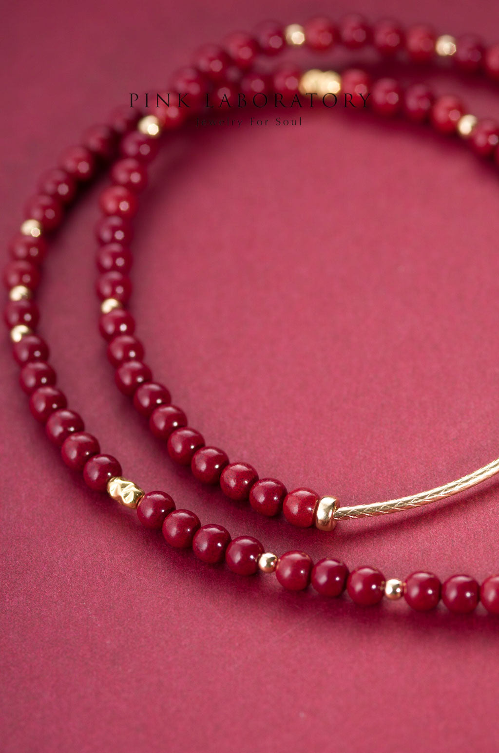 硃砂紫金砂4mm三圈手鍊 | 14KGF手鏈