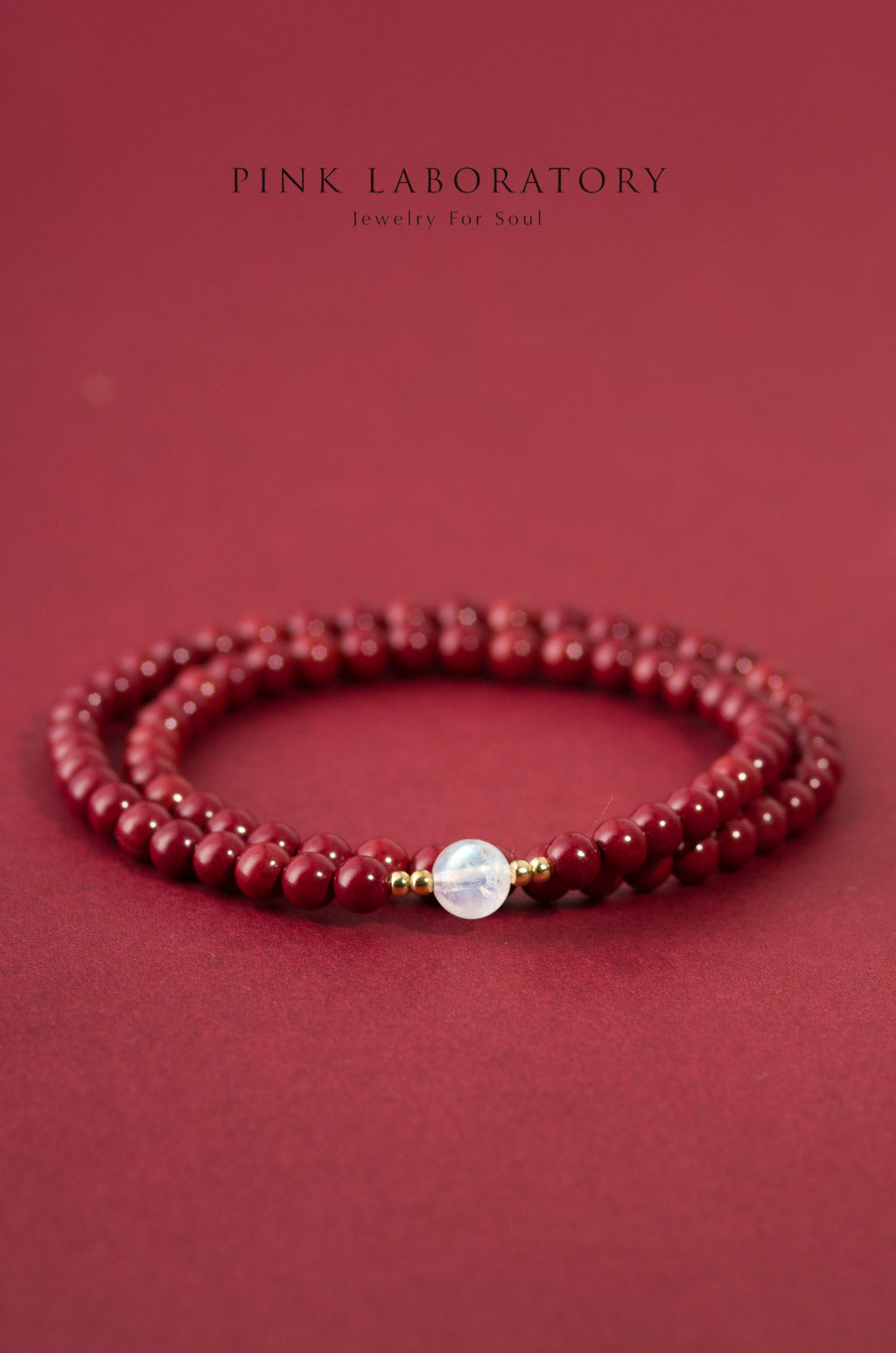 紫金砂硃砂 4mm 雙圈手鏈 | 月光石