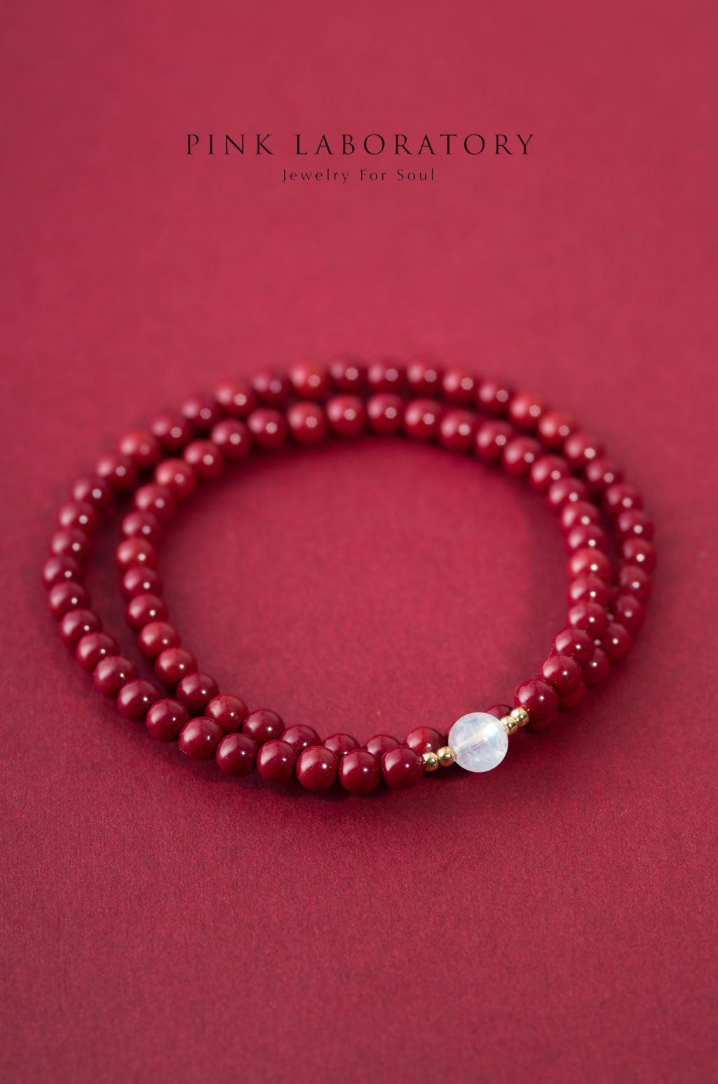 紫金砂硃砂 4mm 雙圈手鏈 | 月光石