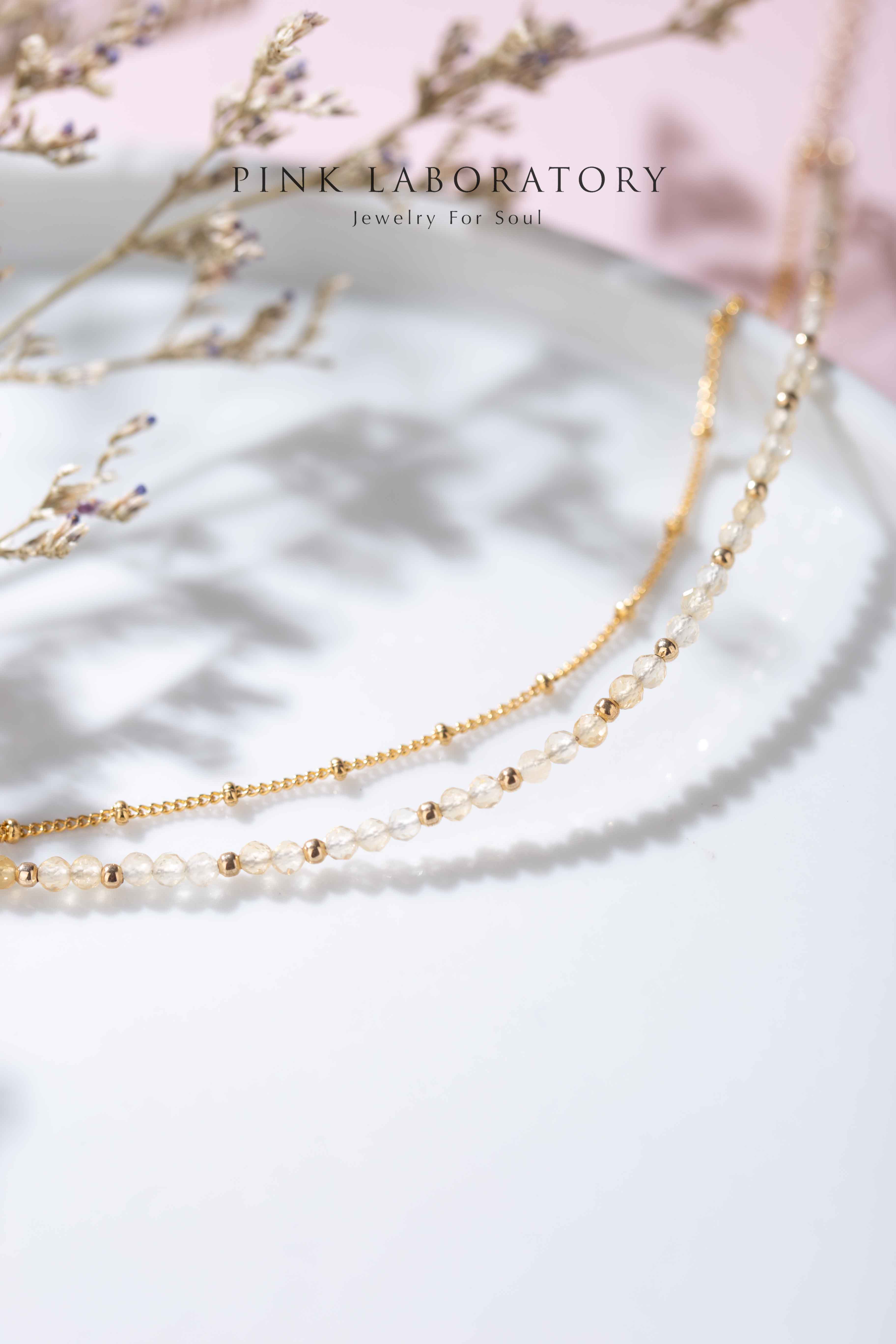 黃水晶14K包金極細手鍊|字母客製