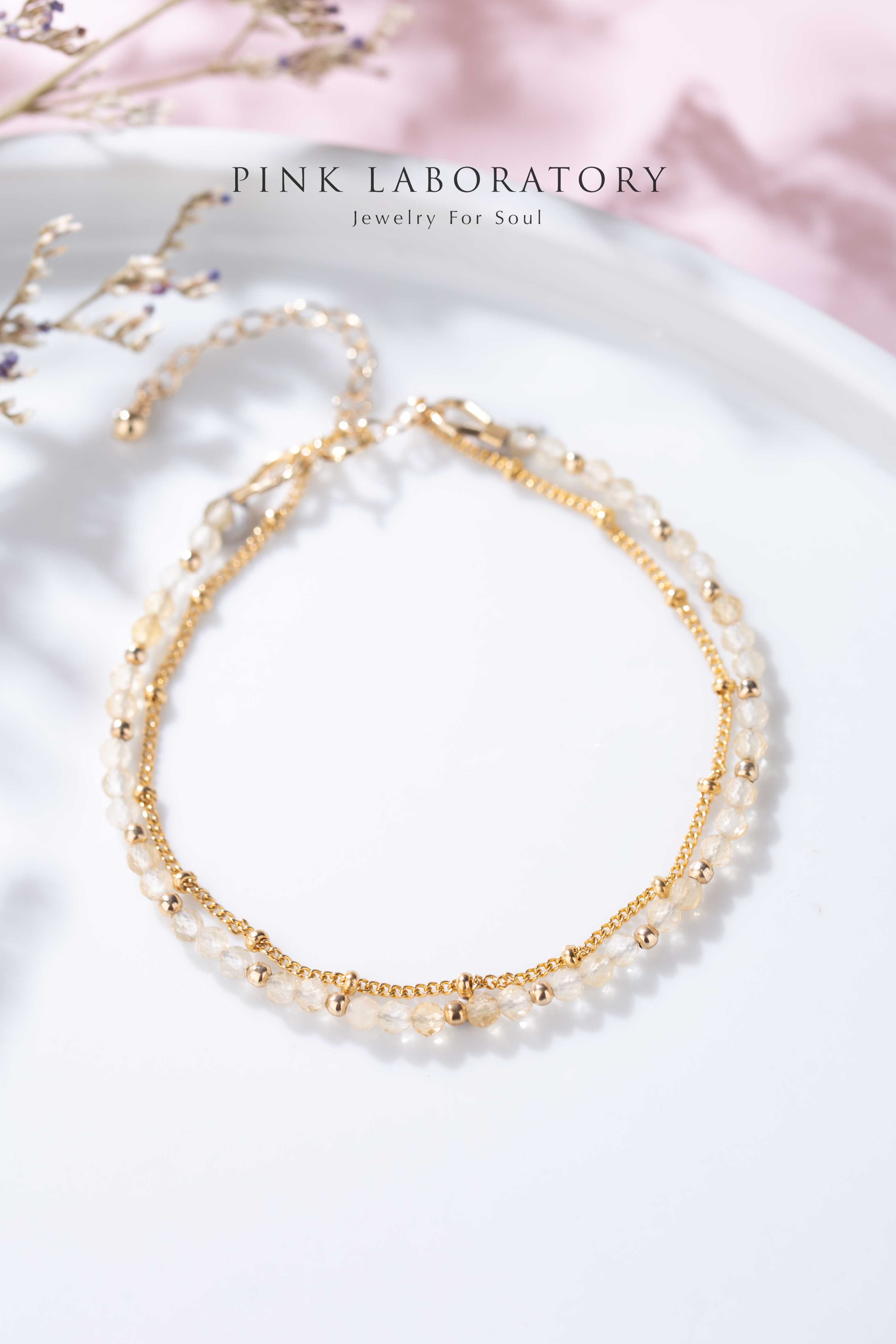 黃水晶14K包金極細手鍊|字母客製