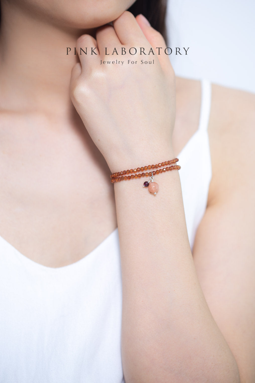 橙石榴石太陽石925純銀項鍊