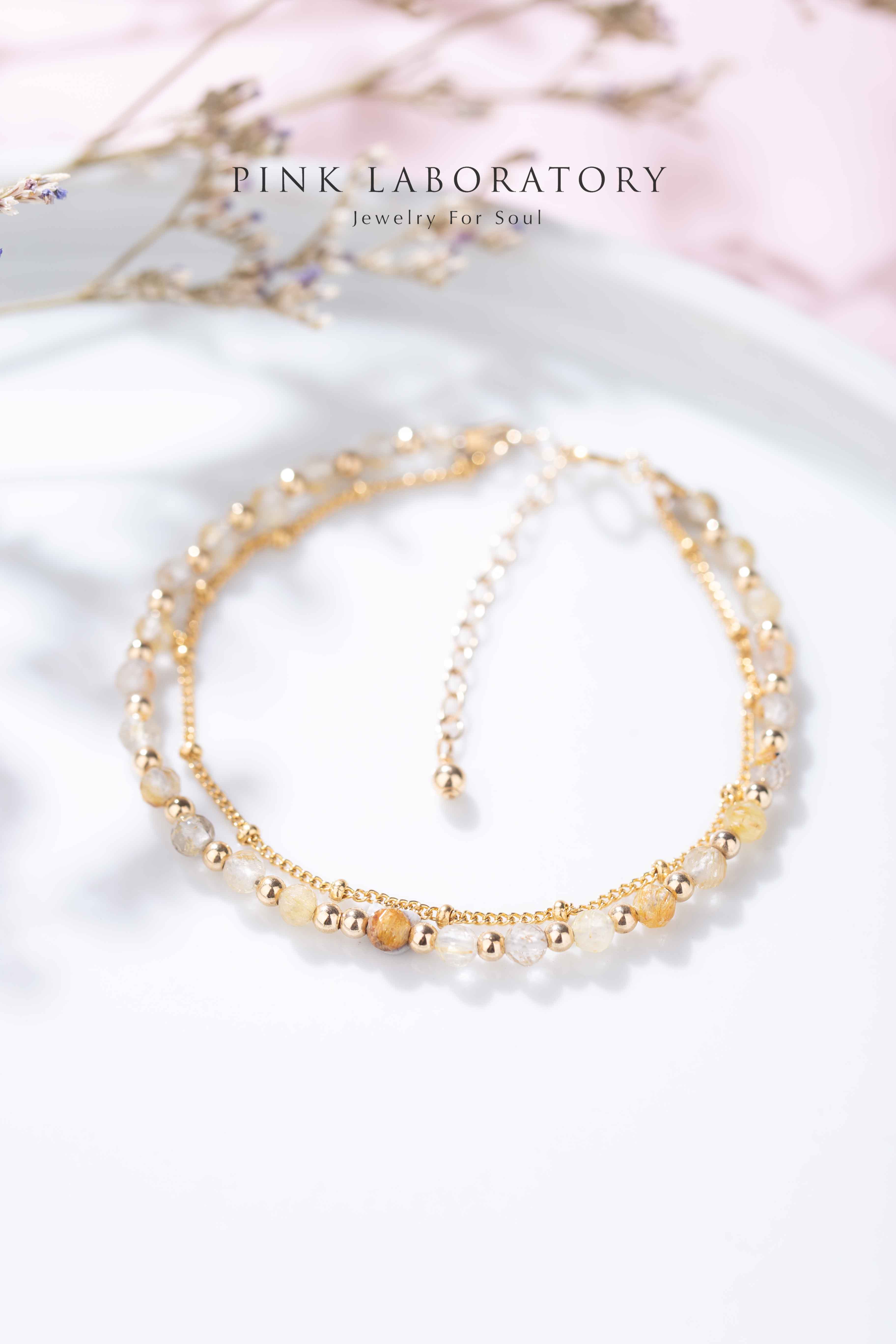 金髮晶14K包金極細手鍊|字母客製