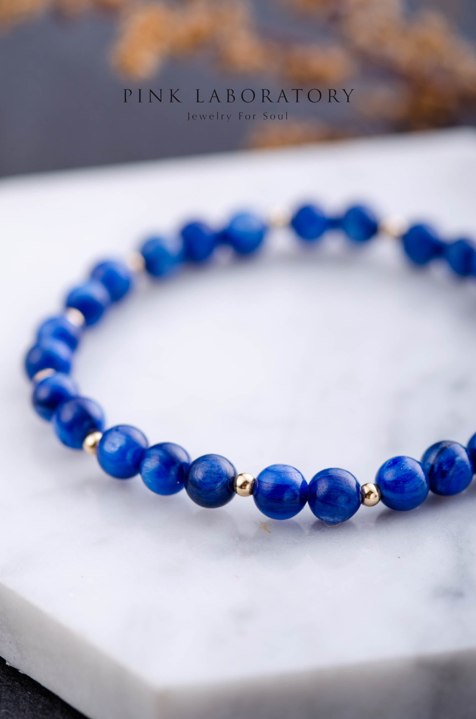 藍晶石6mm手鍊 | 單圈 | 14K包金