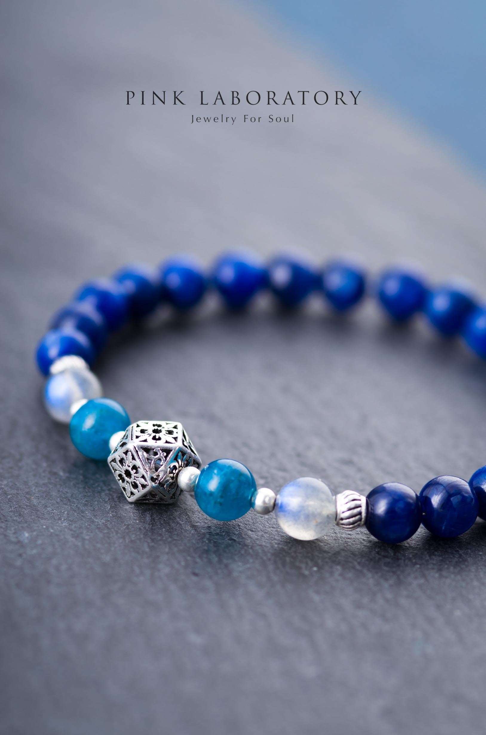 藍晶石磷灰石手鍊 | 925純銀手鏈