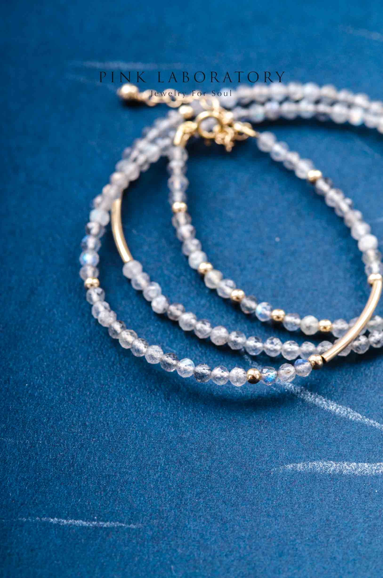 拉長石極細手鍊 | 三圈 | 3mm | 14K包金