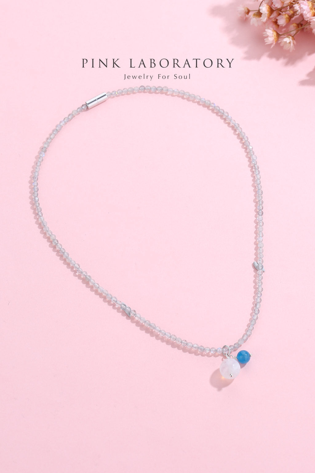 拉長石月亮石磷灰石925純銀項鍊