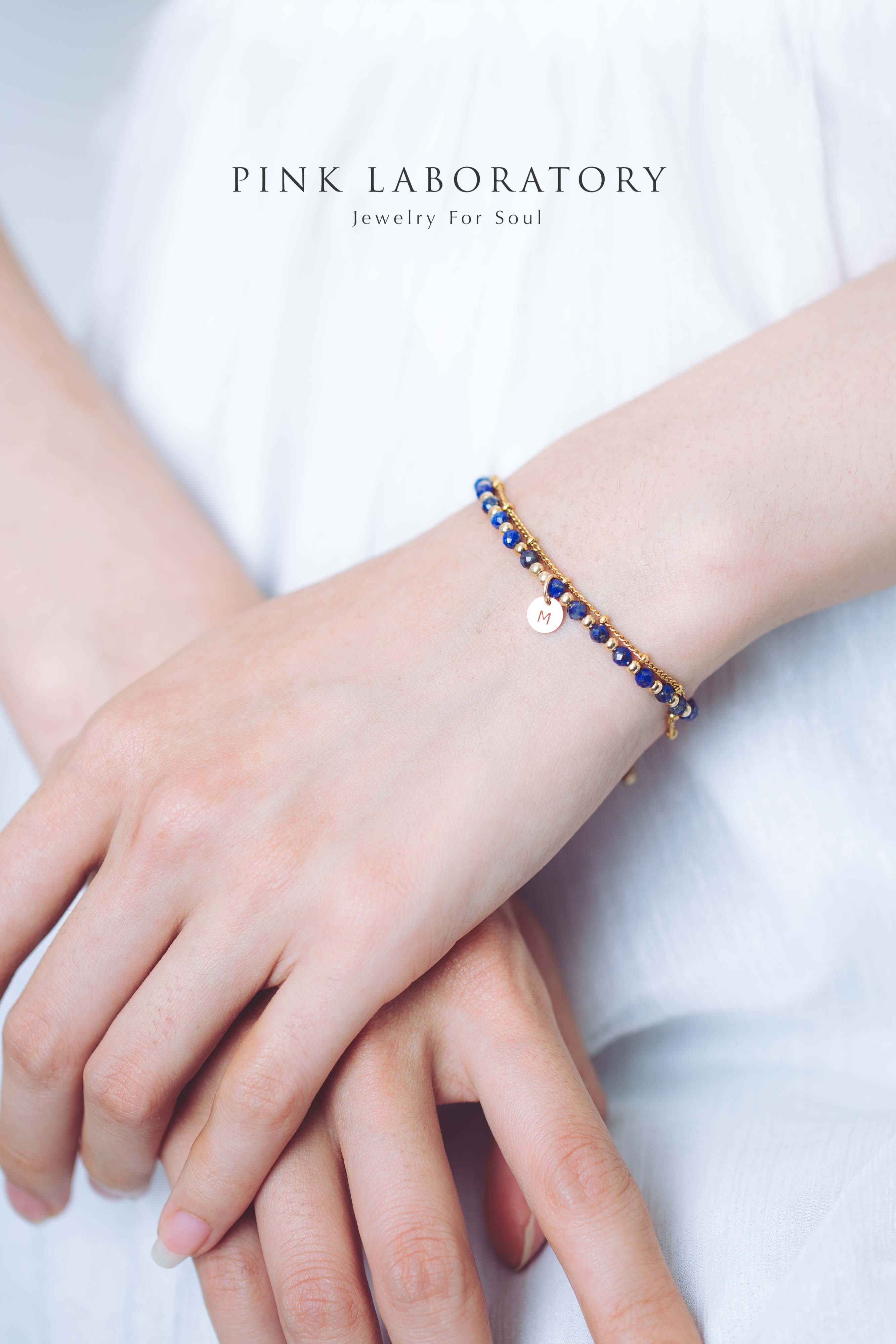 青金石 14K包金極細手鍊 | 字母客製