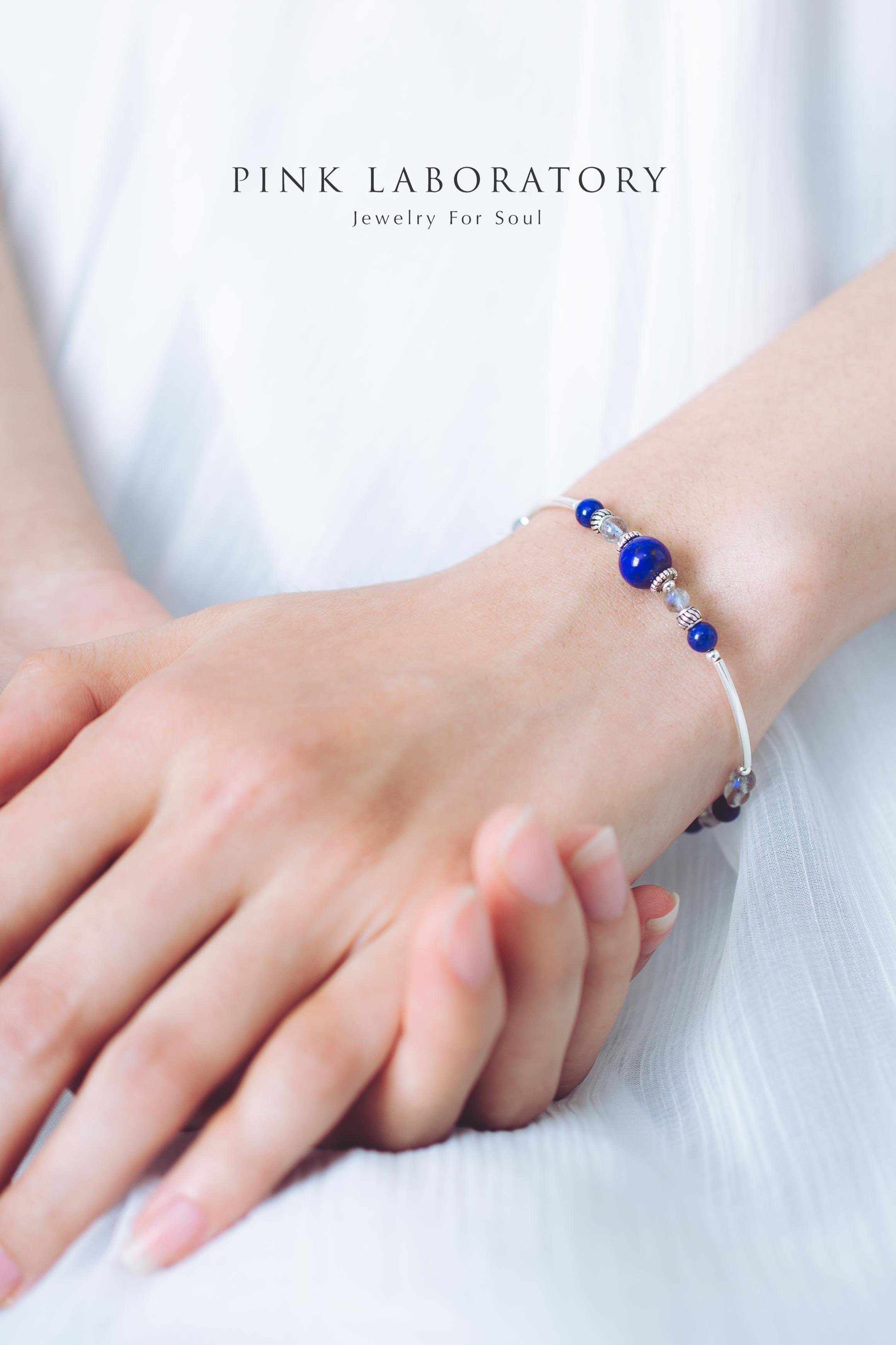 青金石拉長石925純銀手鍊