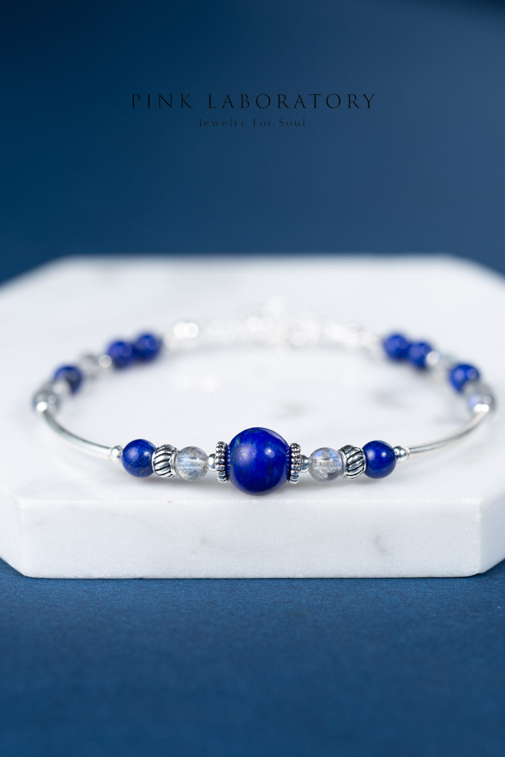 青金石拉長石925純銀手鍊