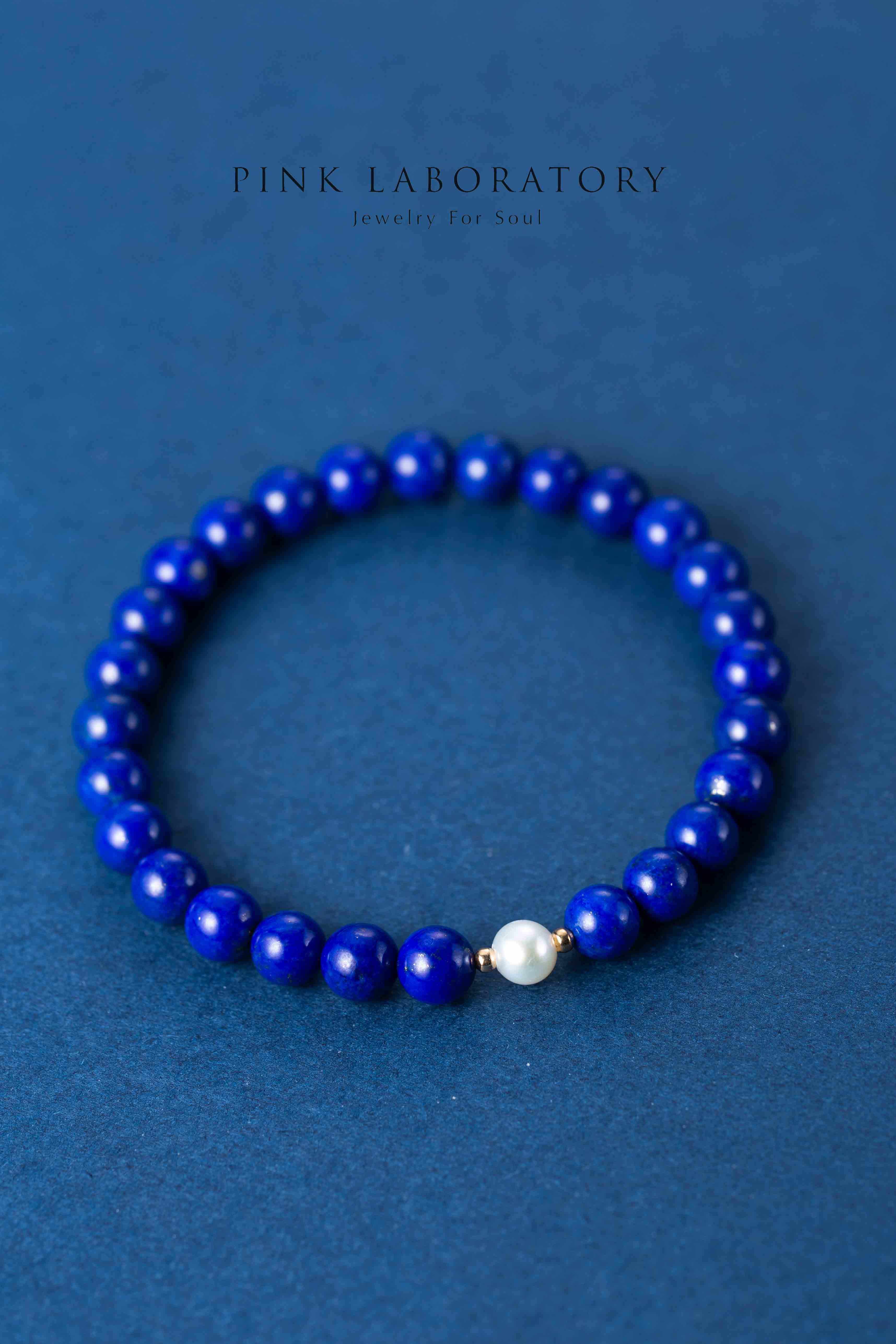 青金石天然淡水珍珠14KGF手鍊 - Pink Laboratory