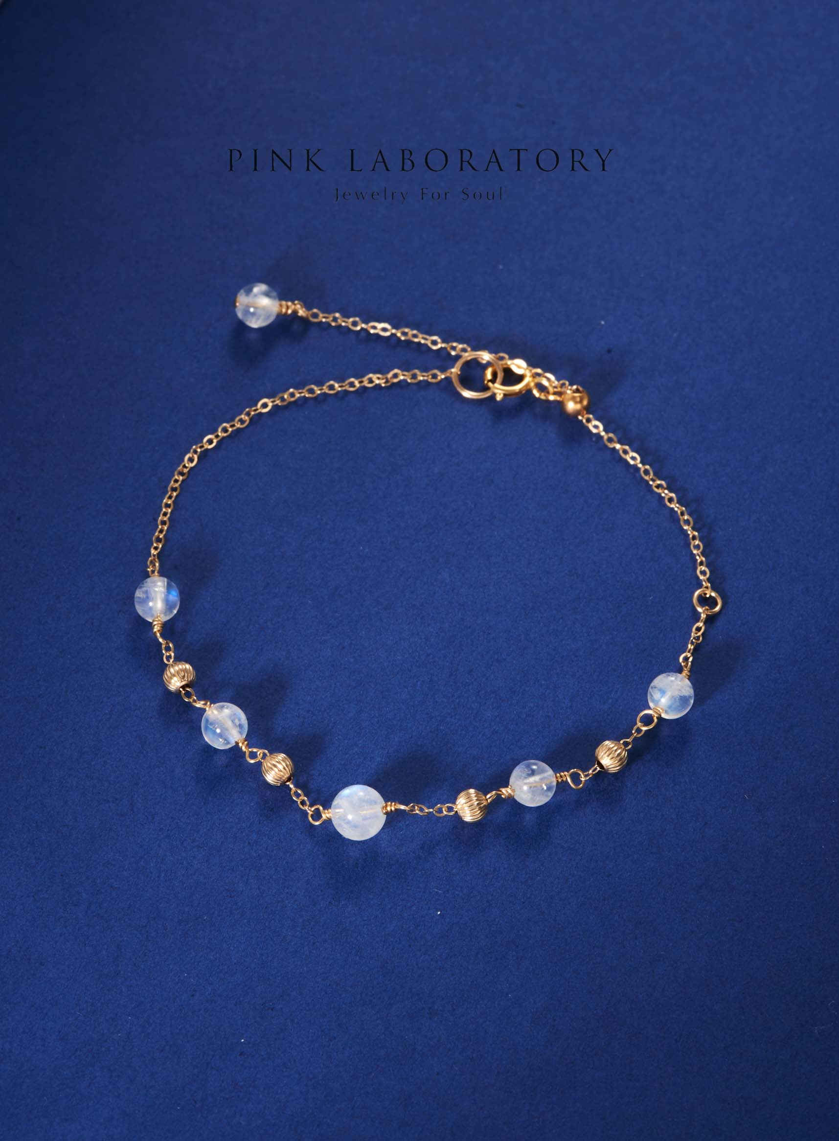 藍光月光石手鍊 | 14K包金